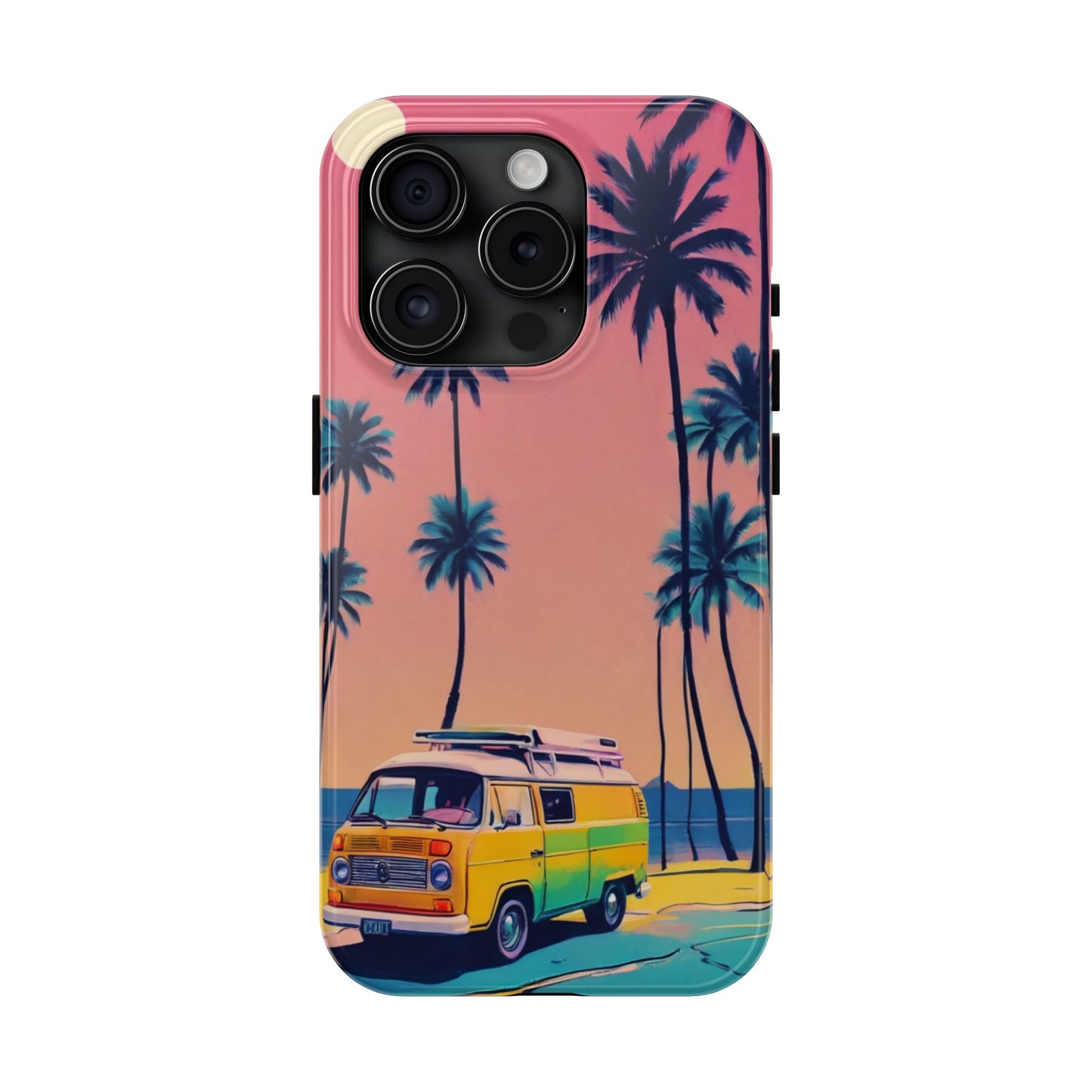 Tropical Beach Vibe Tough Phone Case - Vintage Van Design - for iPhone