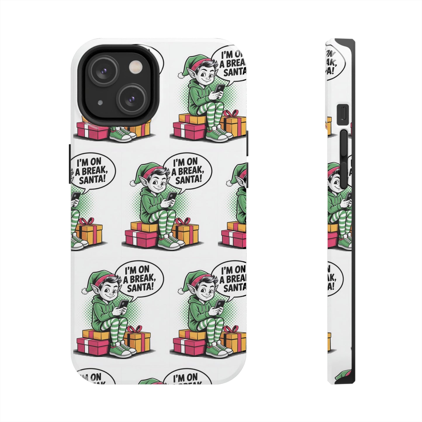 Christmas Elf Tough Phone Case - I'm on a Break, Santa Pattern!