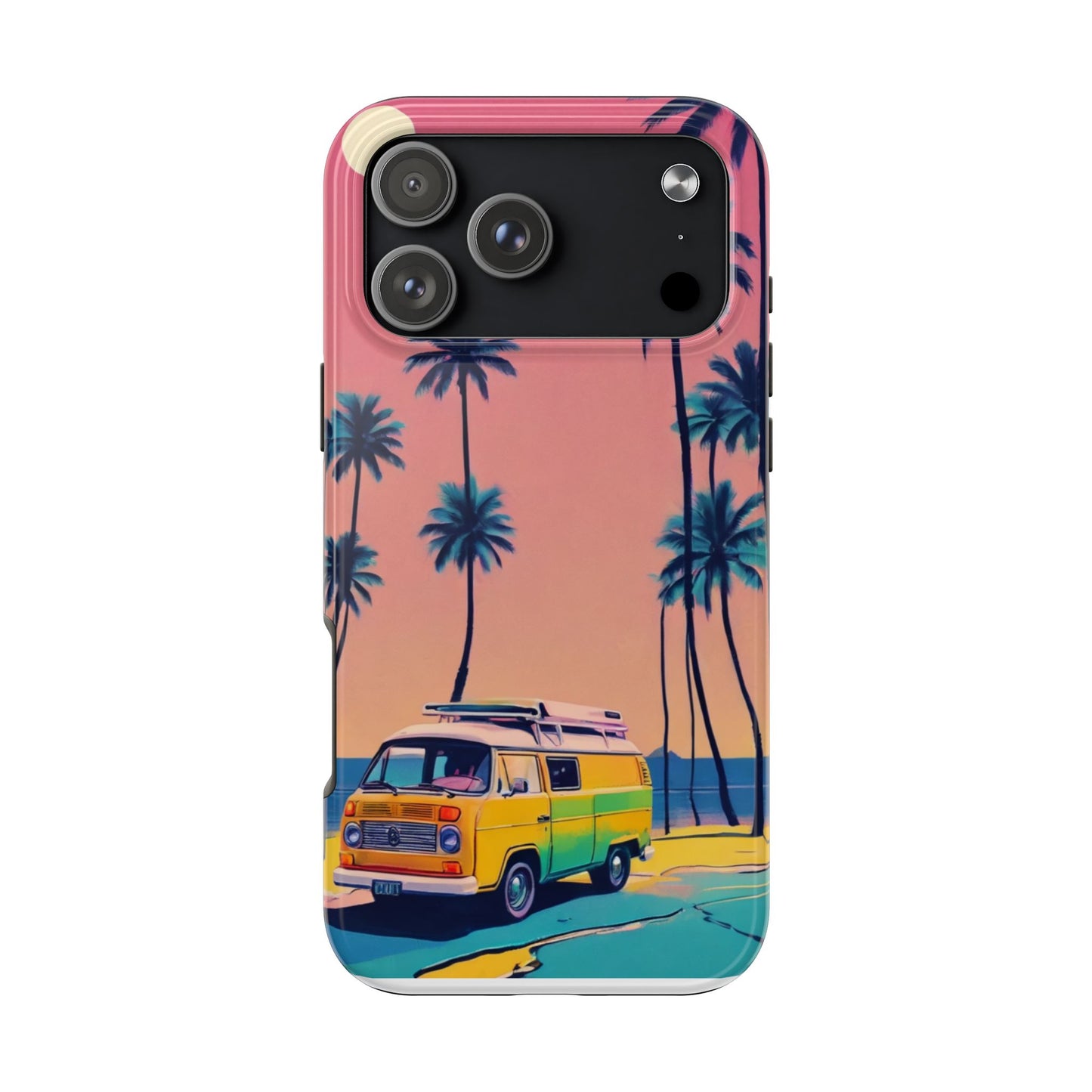 Tropical Beach Vibe Tough Phone Case - Vintage Van Design - for iPhone