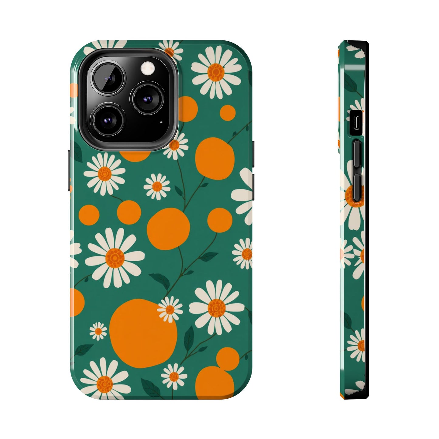 Floral Tough Phone Case - Daisy & Orange Design