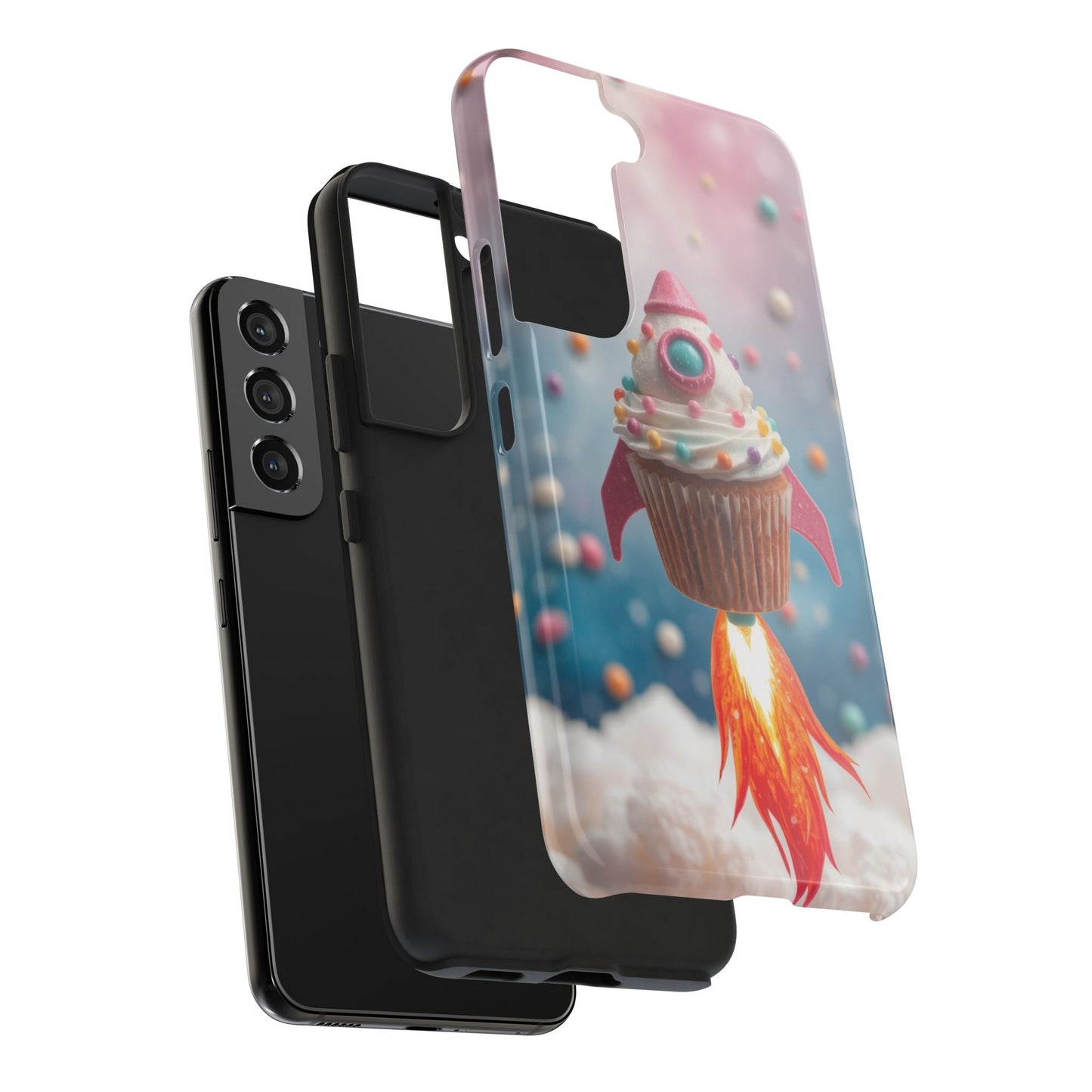Whimsical Rocket Cupcake Phone Case - Fun Protective Case for Kids and Teens
