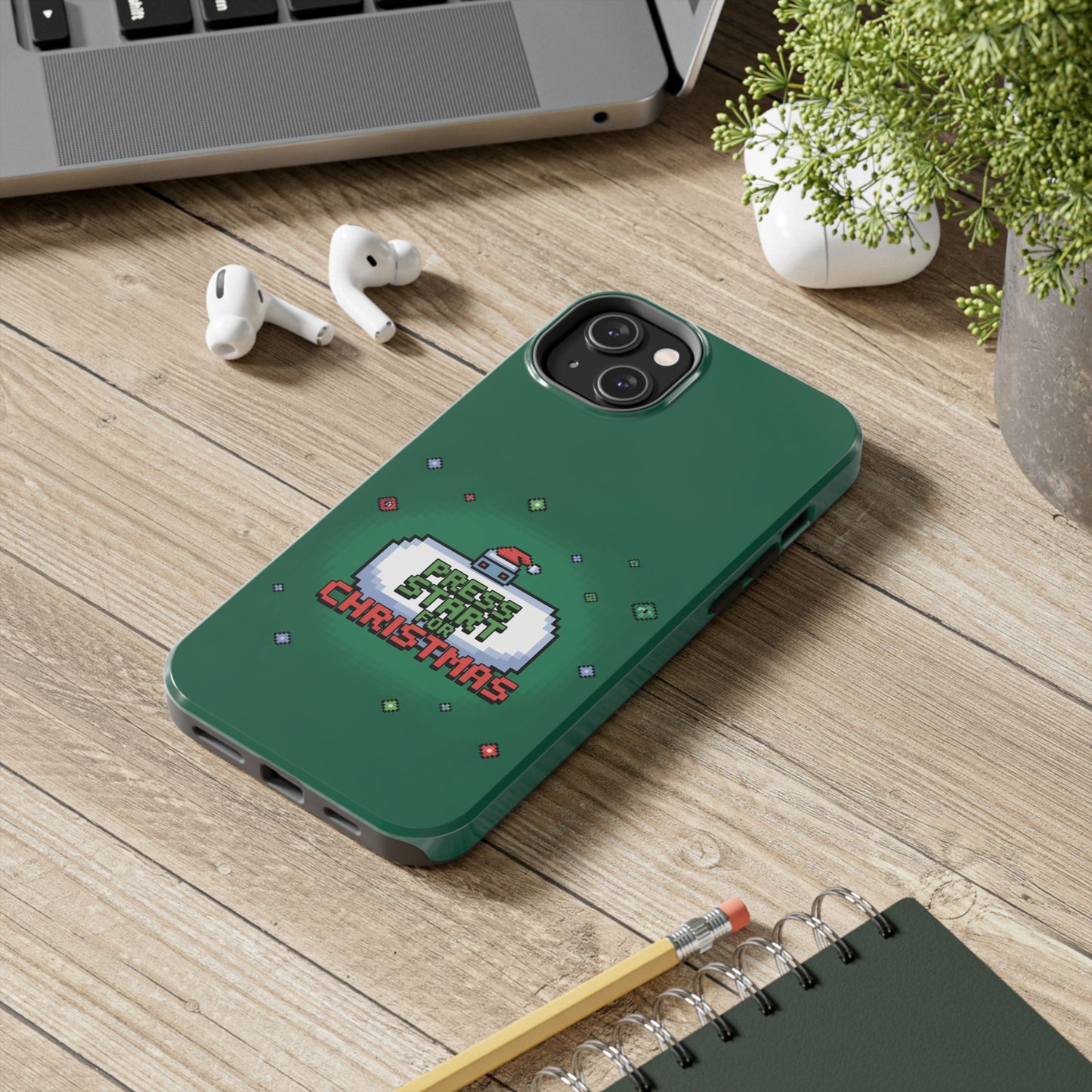Christmas Pixel Gaming Phone Case - Press Start for Christmas Design