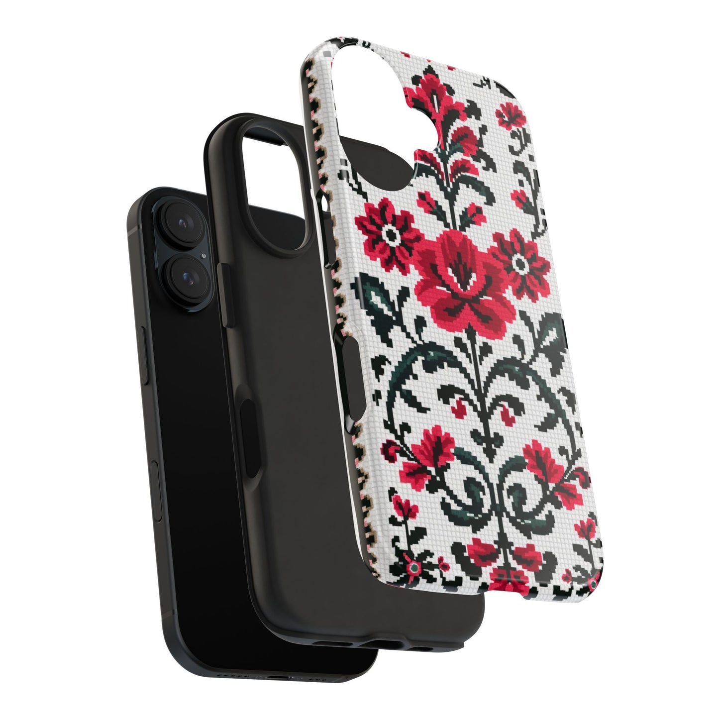 Traditional Floral Knit Tough Phone Cases - Durable Protection with Vintage Style - for iPhone