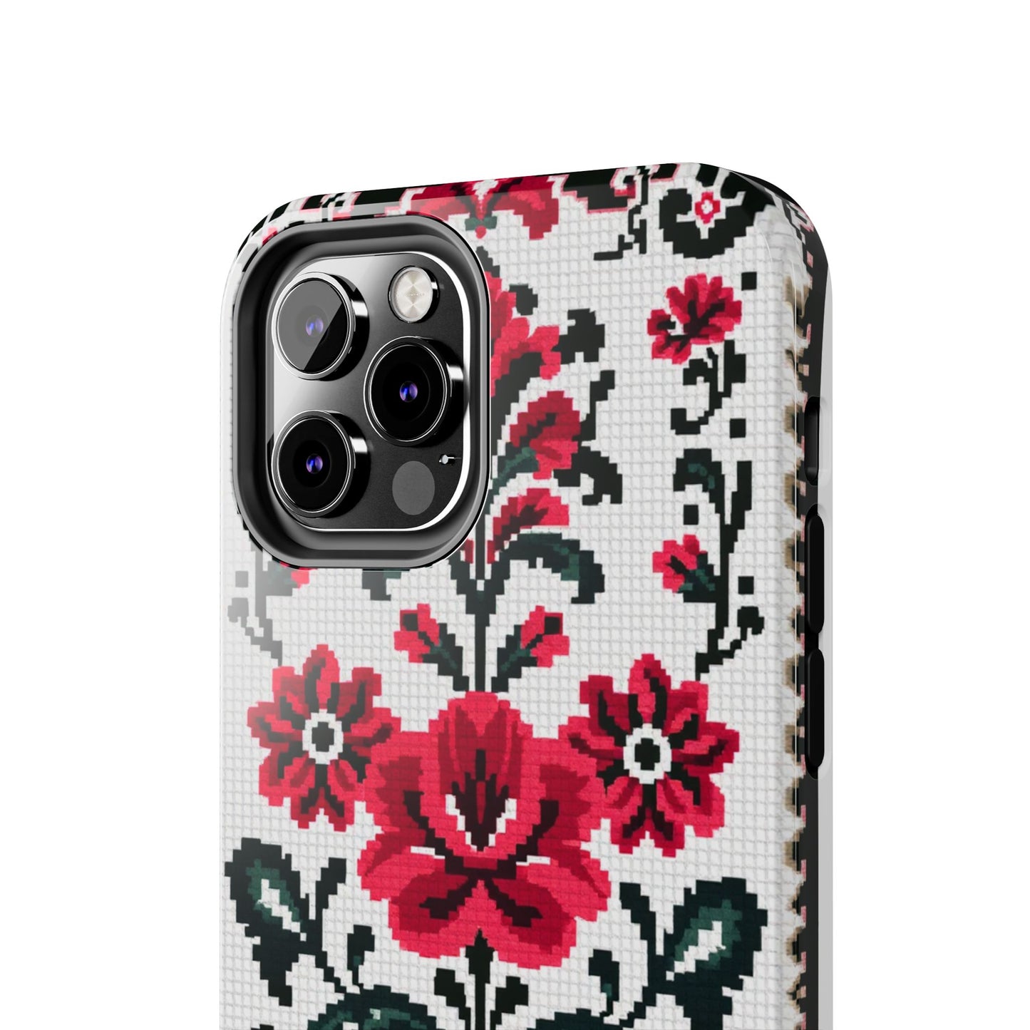 Traditional Floral Knit Tough Phone Cases - Durable Protection with Vintage Style - for iPhone