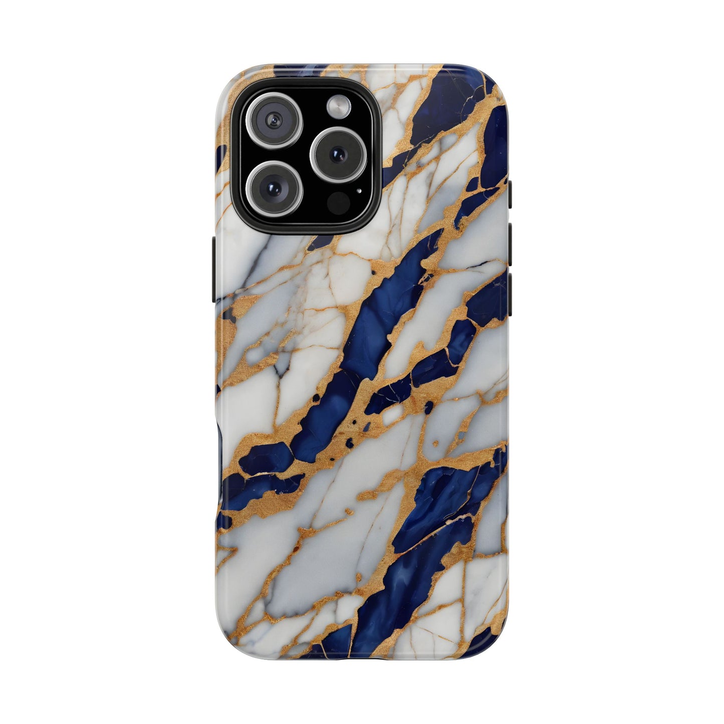 Stunning Marble Tough Phone Case - Elegant Blue & Gold Design Stylish Protection - for iPhone