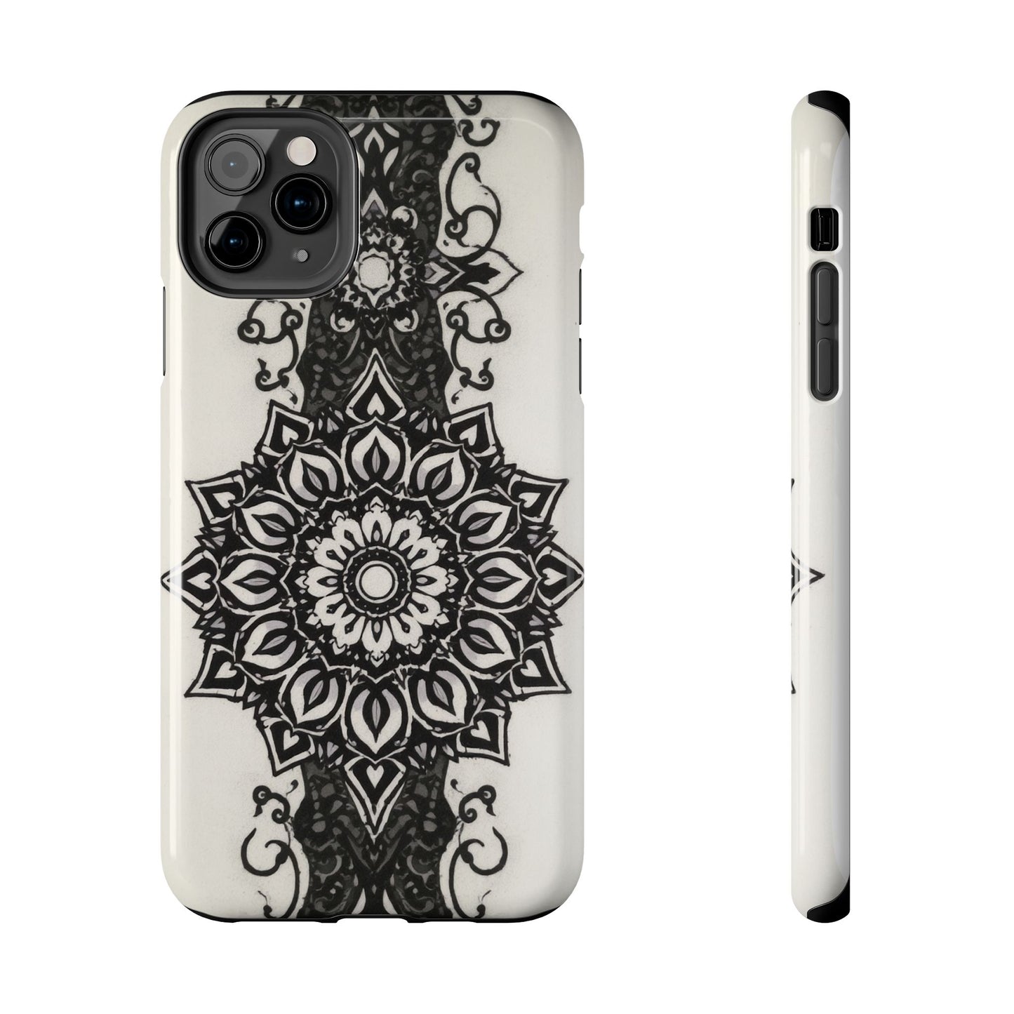 Stylish Tough Phone Cases with Dark Mandala Design - Durable and Unique Protection - for iPhone