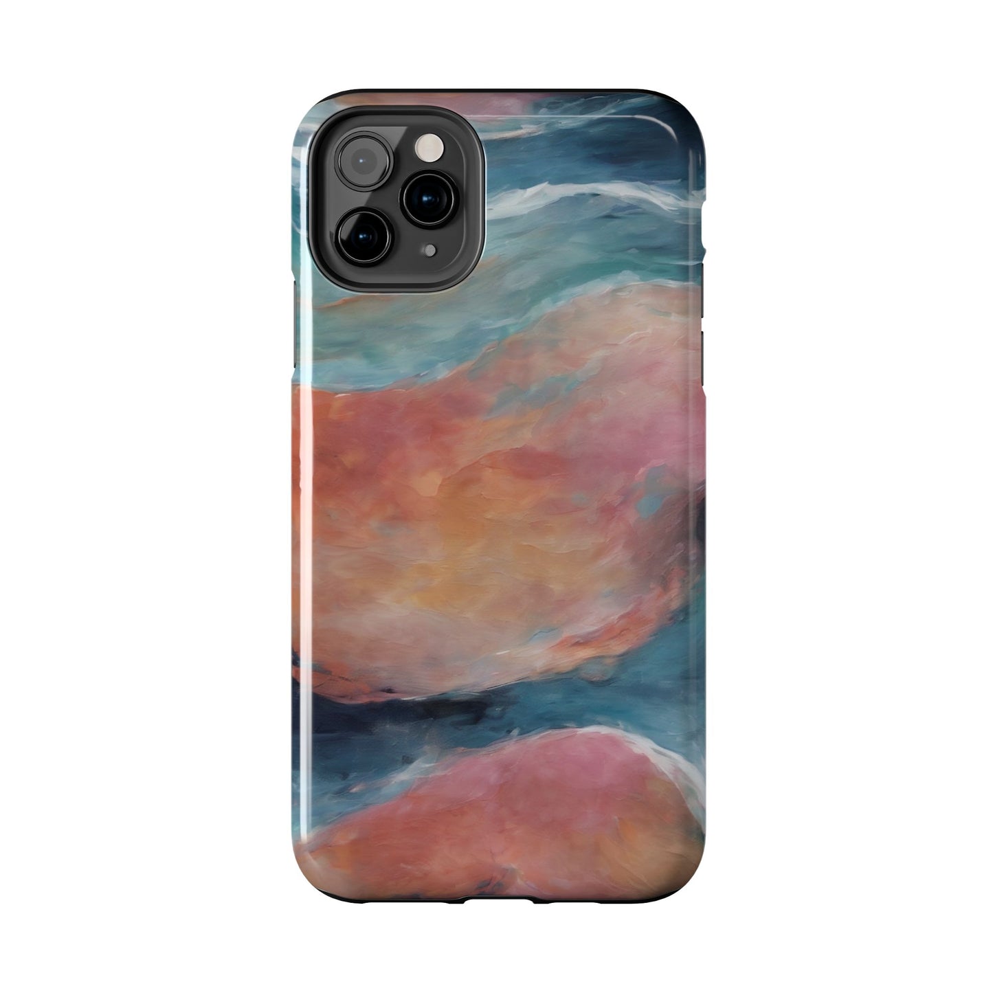 Artistic Painted Sea Tough Phone Case - Abstract Waves Design - for iPhone