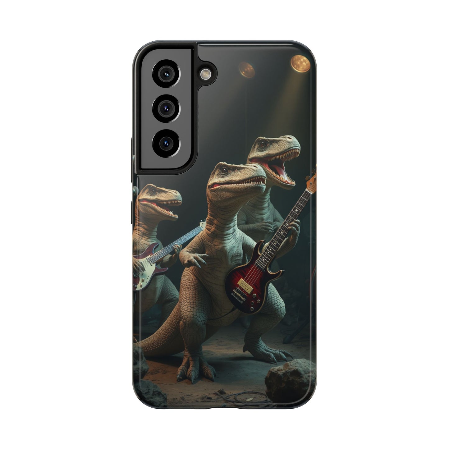 Rockin' Dinosaur Tough Phone Cases - Perfect for Music Lovers and Kids!