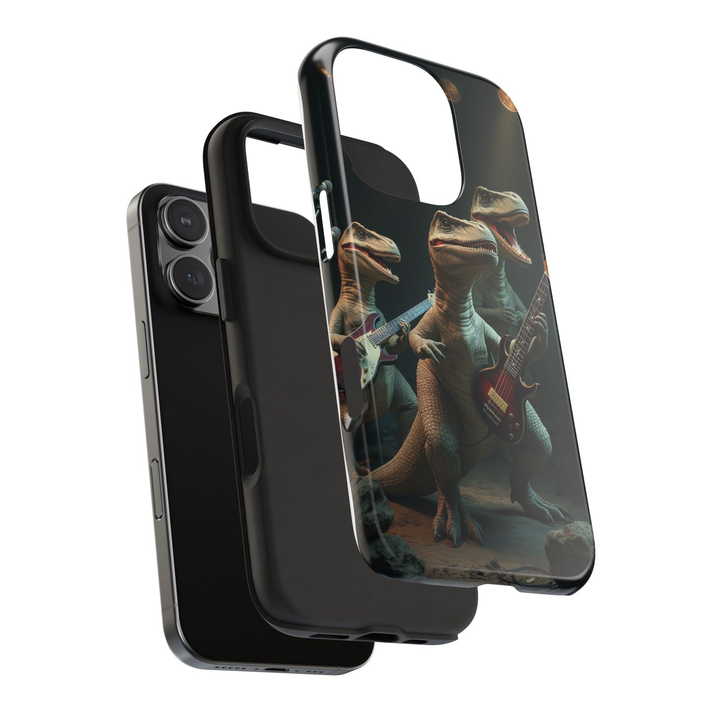 Rockin' Dinosaur Tough Phone Cases - Perfect for Music Lovers and Kids!
