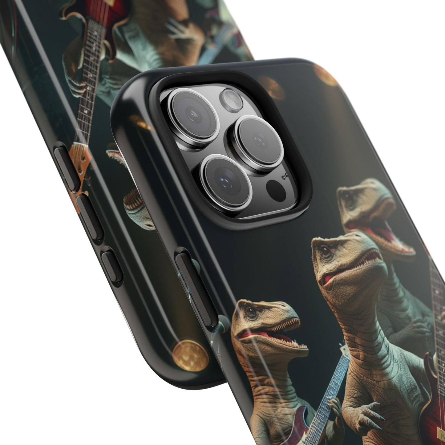 Rockin' Dinosaur Tough Phone Cases - Perfect for Music Lovers and Kids!