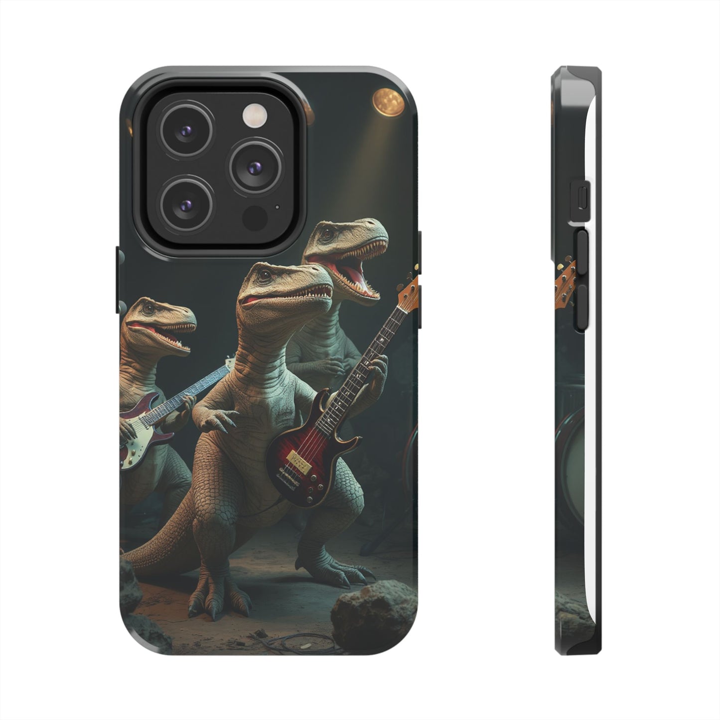 Rockin' Dinosaur Tough Phone Cases - Perfect for Music Lovers and Kids!