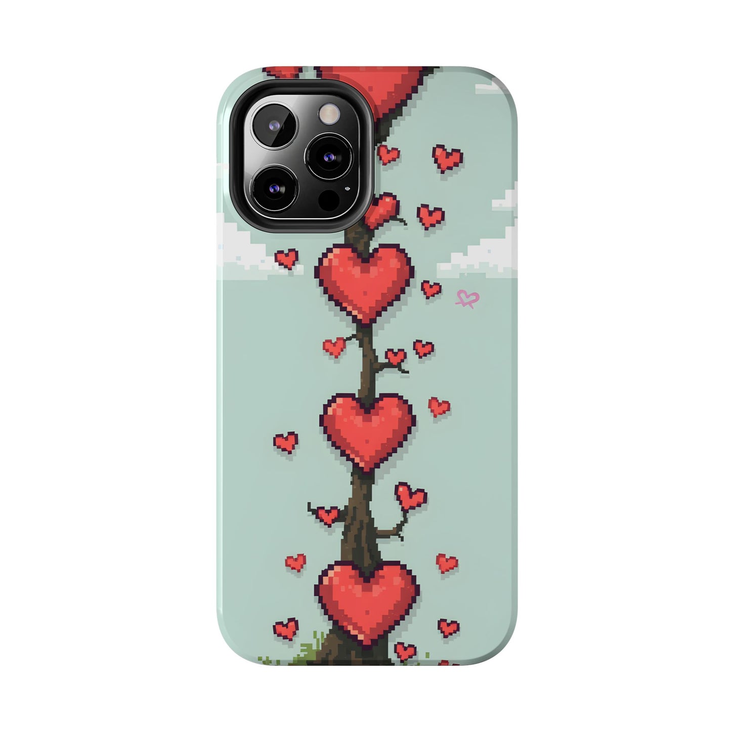 Pixelated Love Hearts Tree | Tough Phone Case - Cute Design - for iPhone
