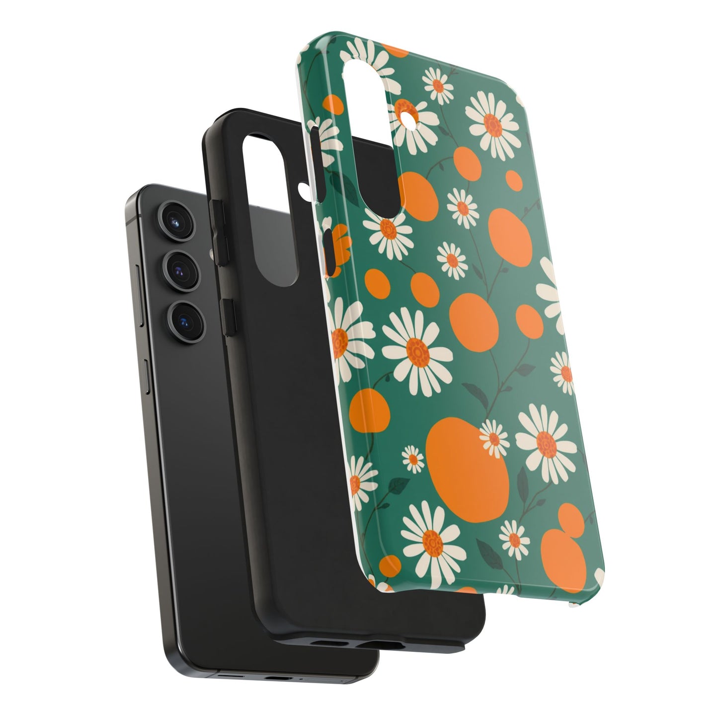 Floral Tough Phone Case - Daisy & Orange Design