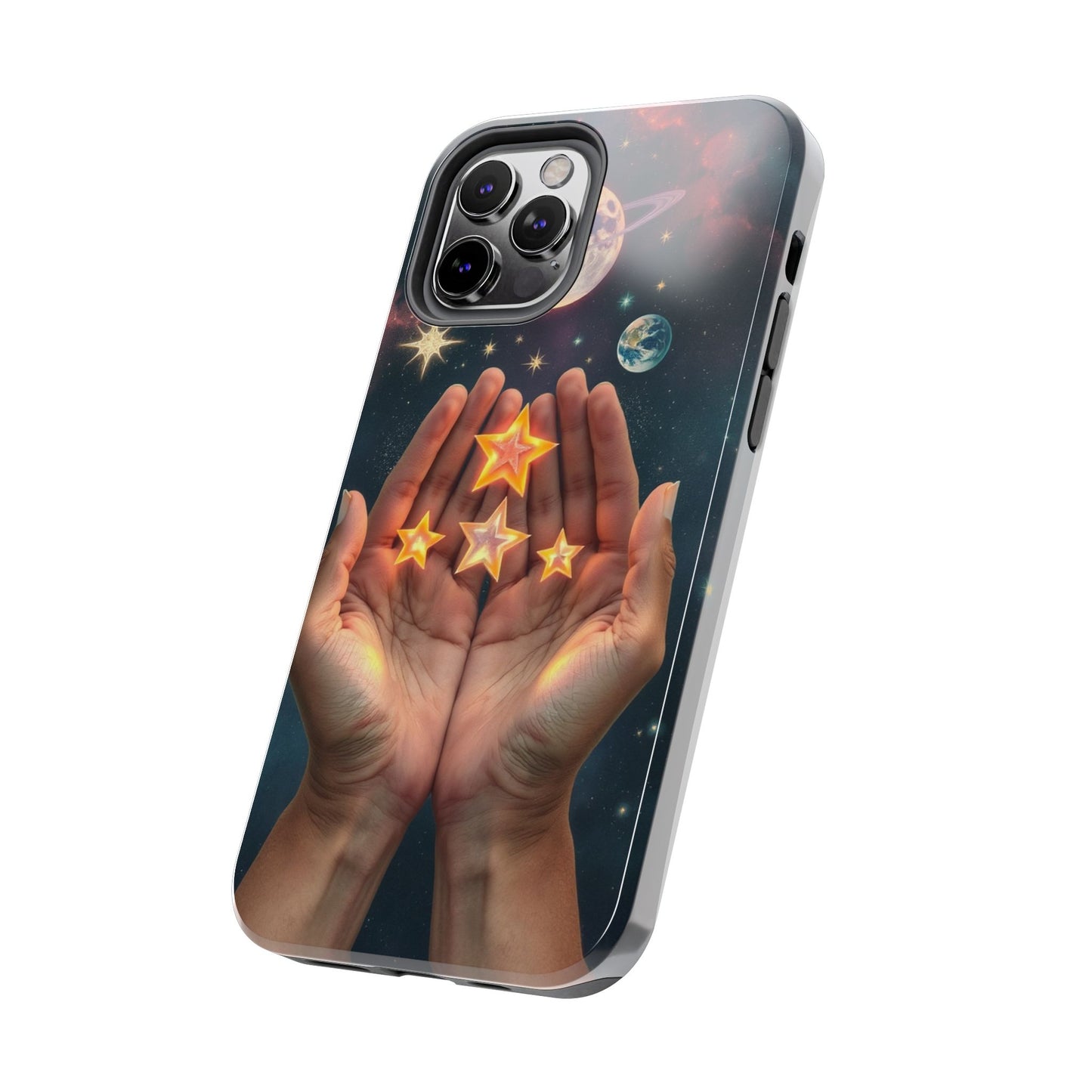Galaxy Hands Tough Phone Case - Celestial Design for Star Lovers