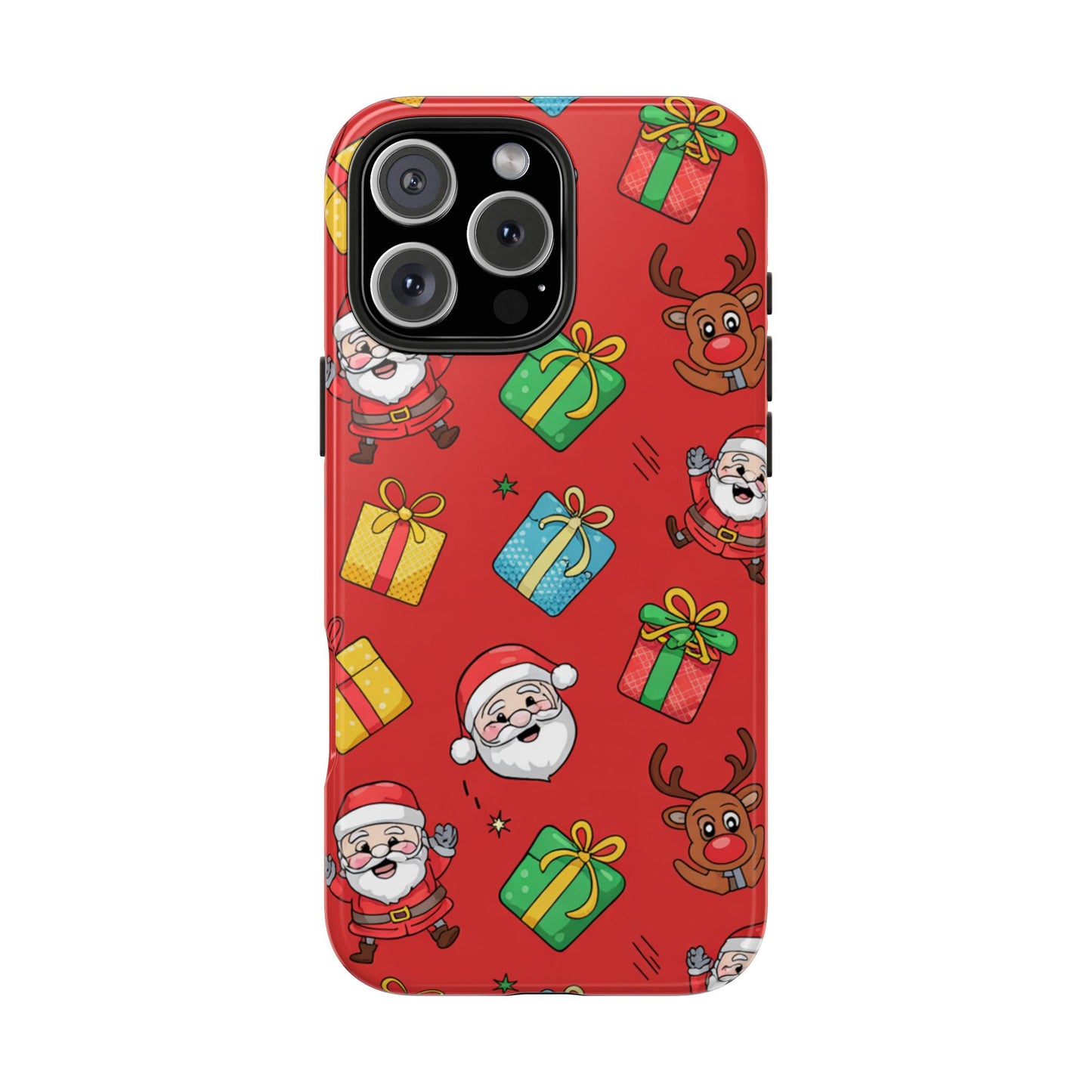 Festive Santa and Reindeer Tough Phone Case - Christmas Holiday Design