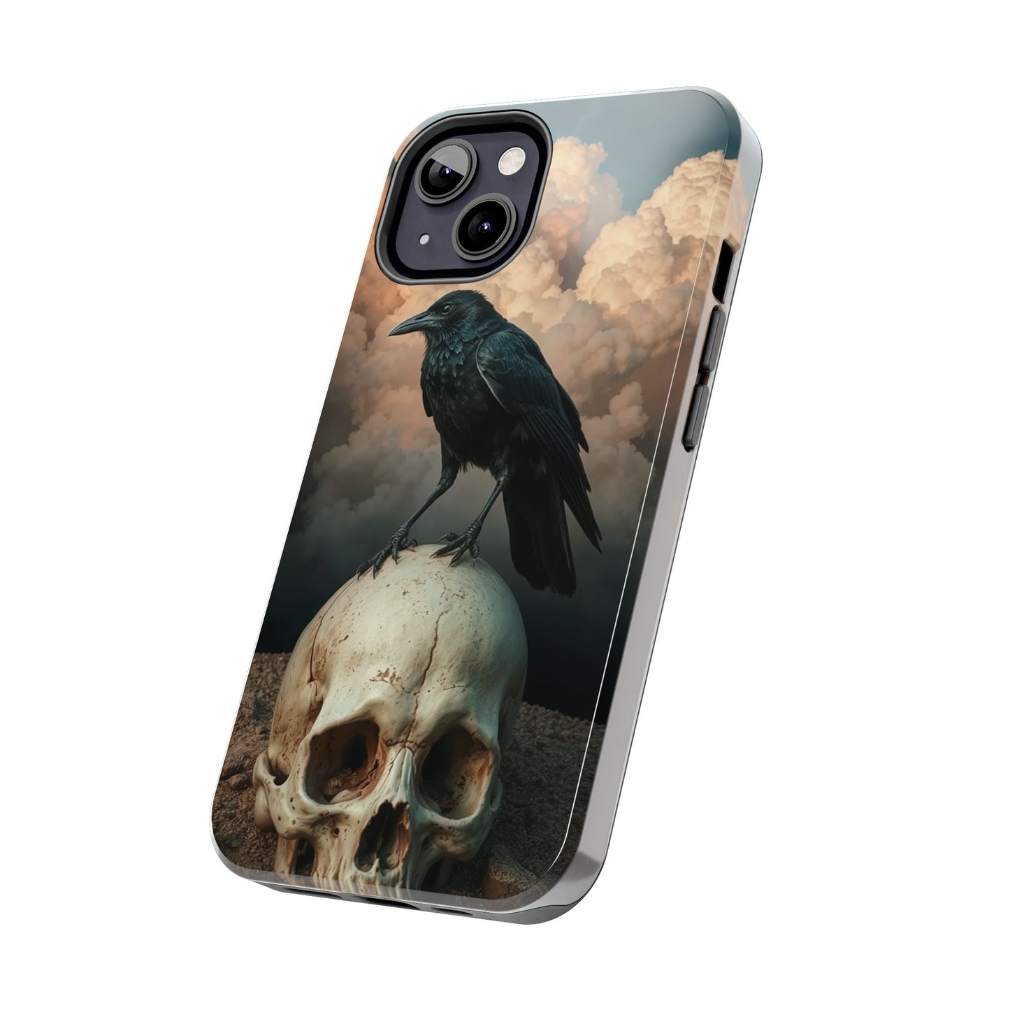 Gothic Raven Skull Tough Phone Case - Unique Protective Cover for Halloween Lovers