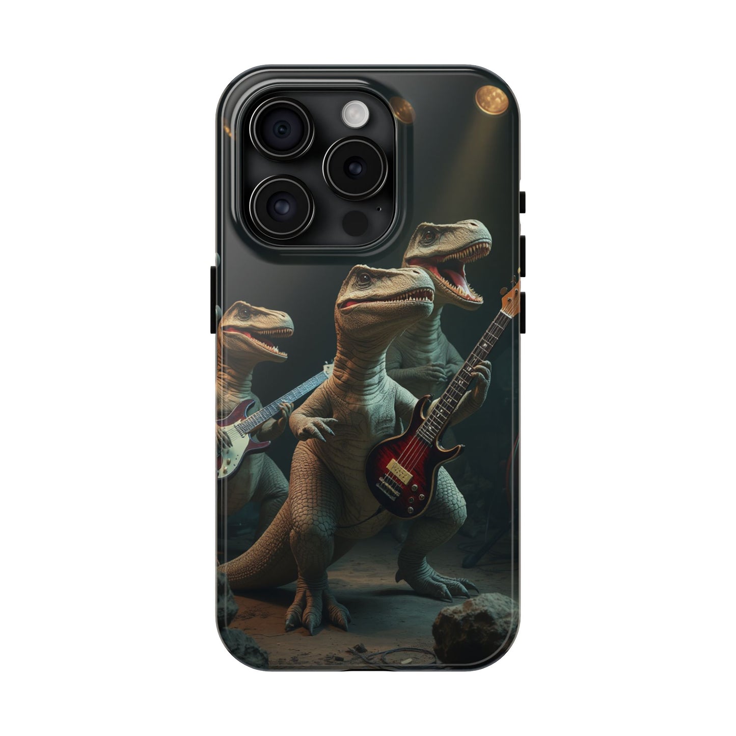 Rockin' Dinosaur Tough Phone Cases - Perfect for Music Lovers and Kids!