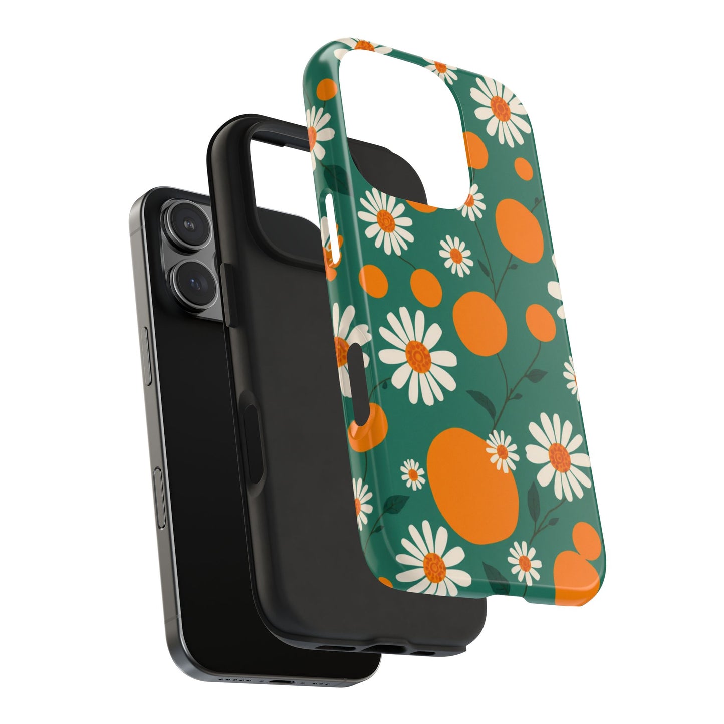 Floral Tough Phone Case - Daisy & Orange Design