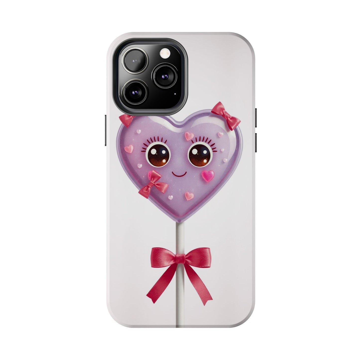 Cute Heart Lollipop Tough Phone Case - Adorable Protection for Candy Lovers