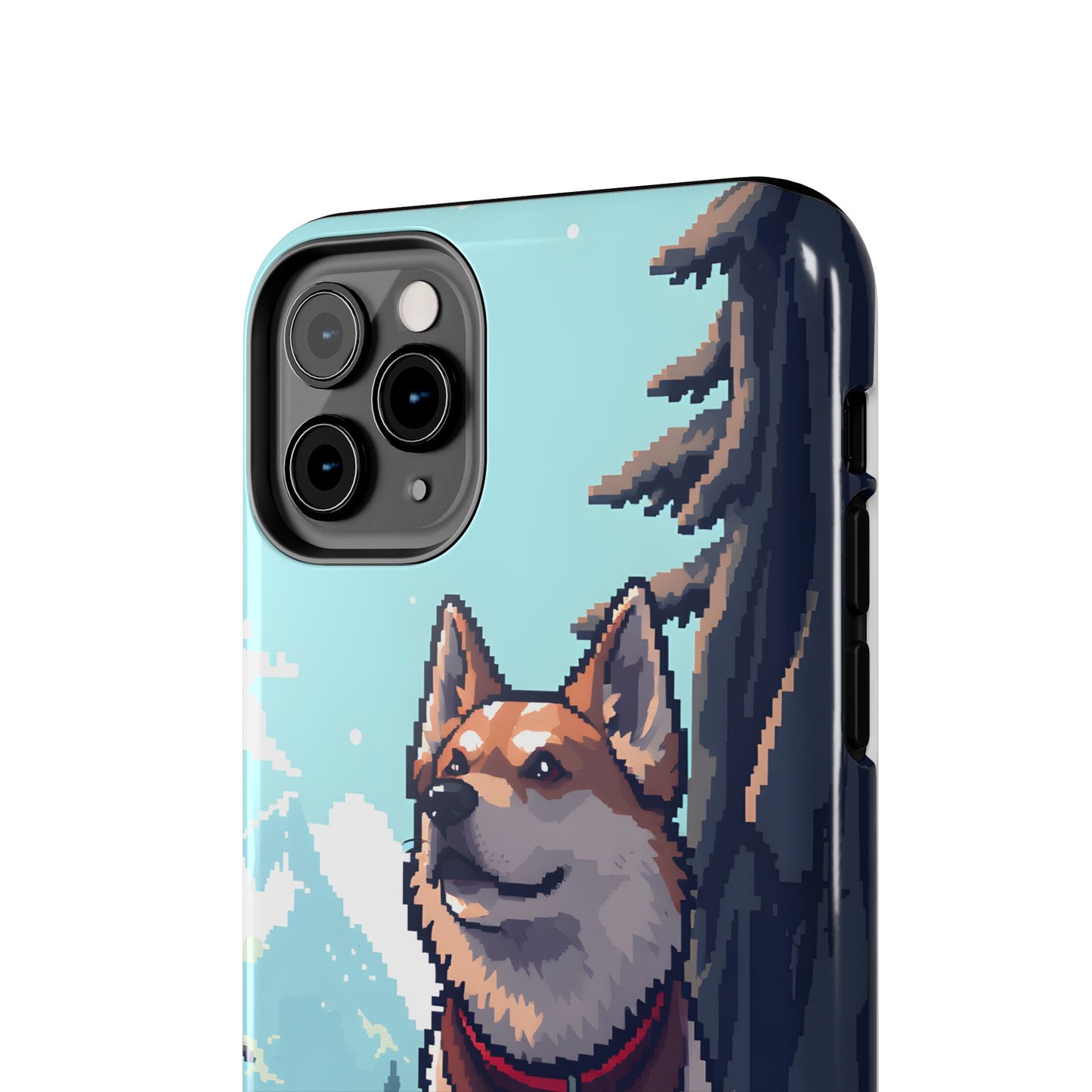 Retro Dog Adventure Tough Phone Case - Pixel Art Shiba Inu Design - for iPhone
