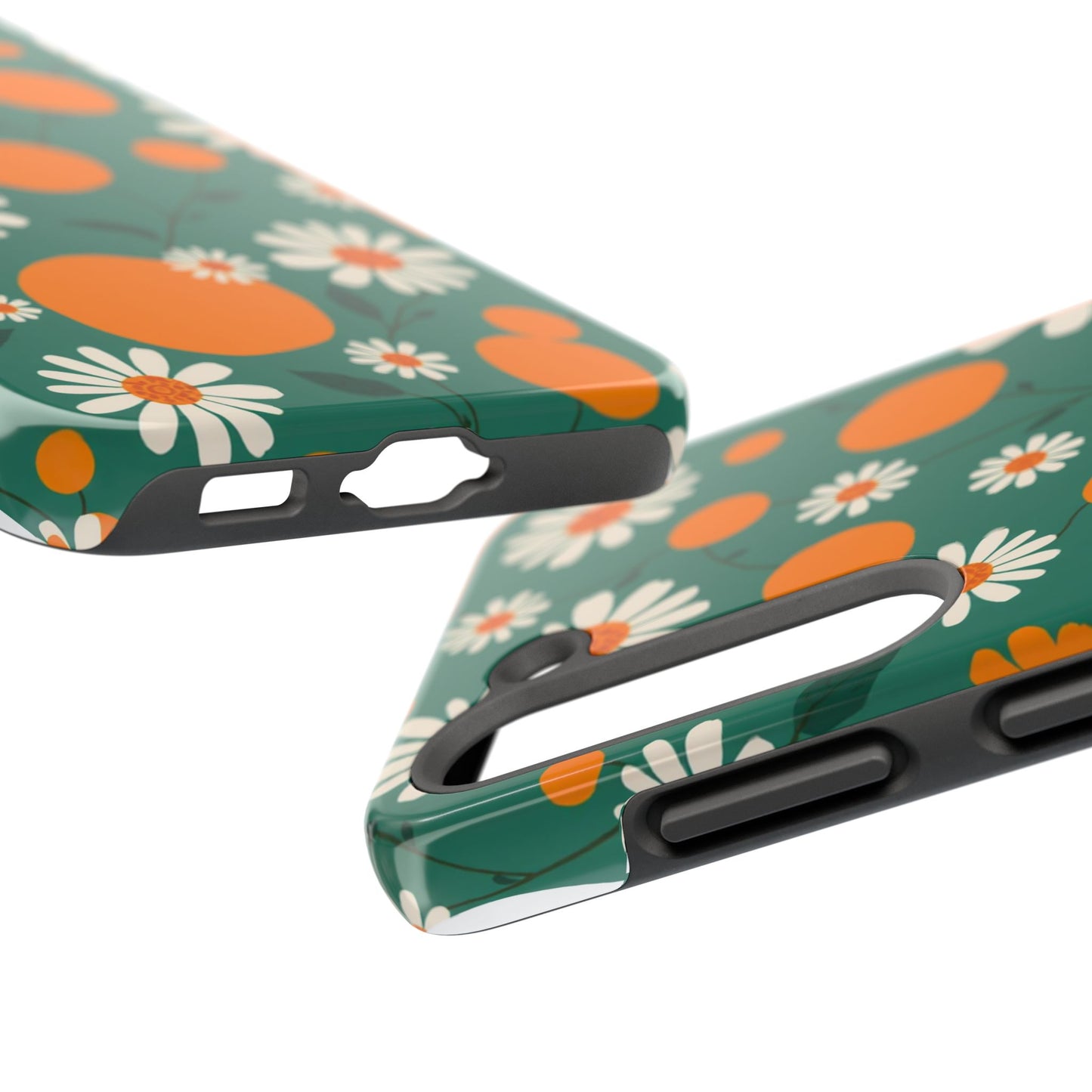 Floral Tough Phone Case - Daisy & Orange Design