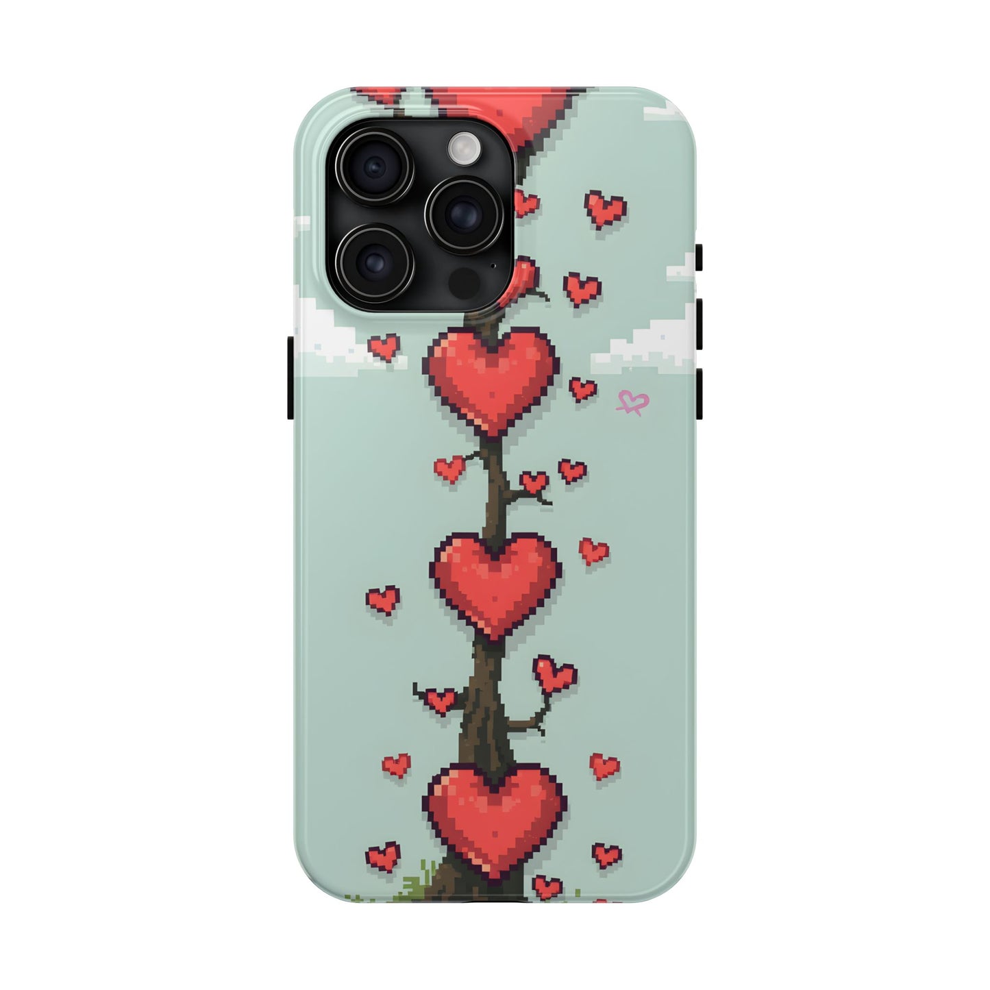 Pixelated Love Hearts Tree | Tough Phone Case - Cute Design - for iPhone