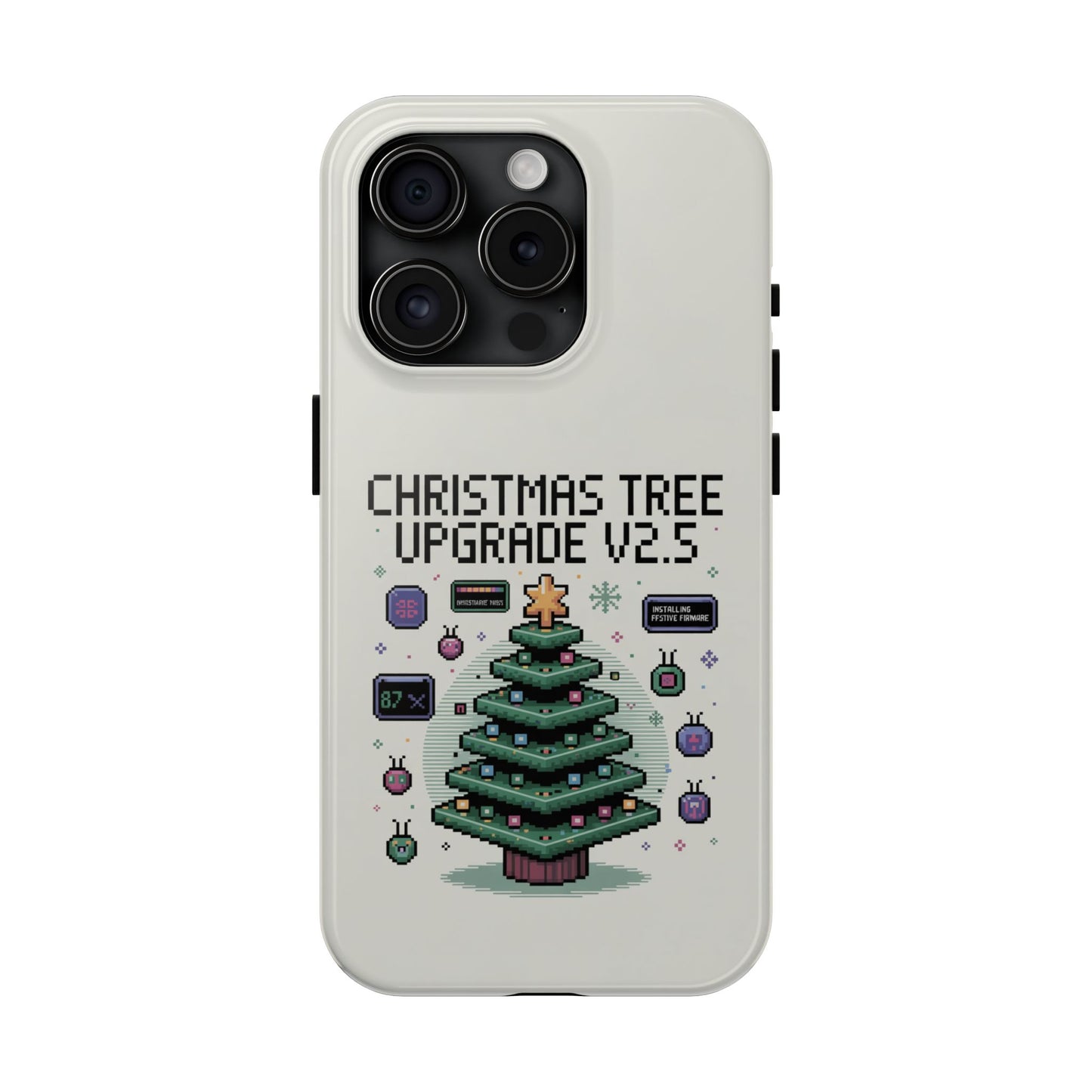 Christmas Tree Upgrade Tough iPhone Case - Pixel Art Design