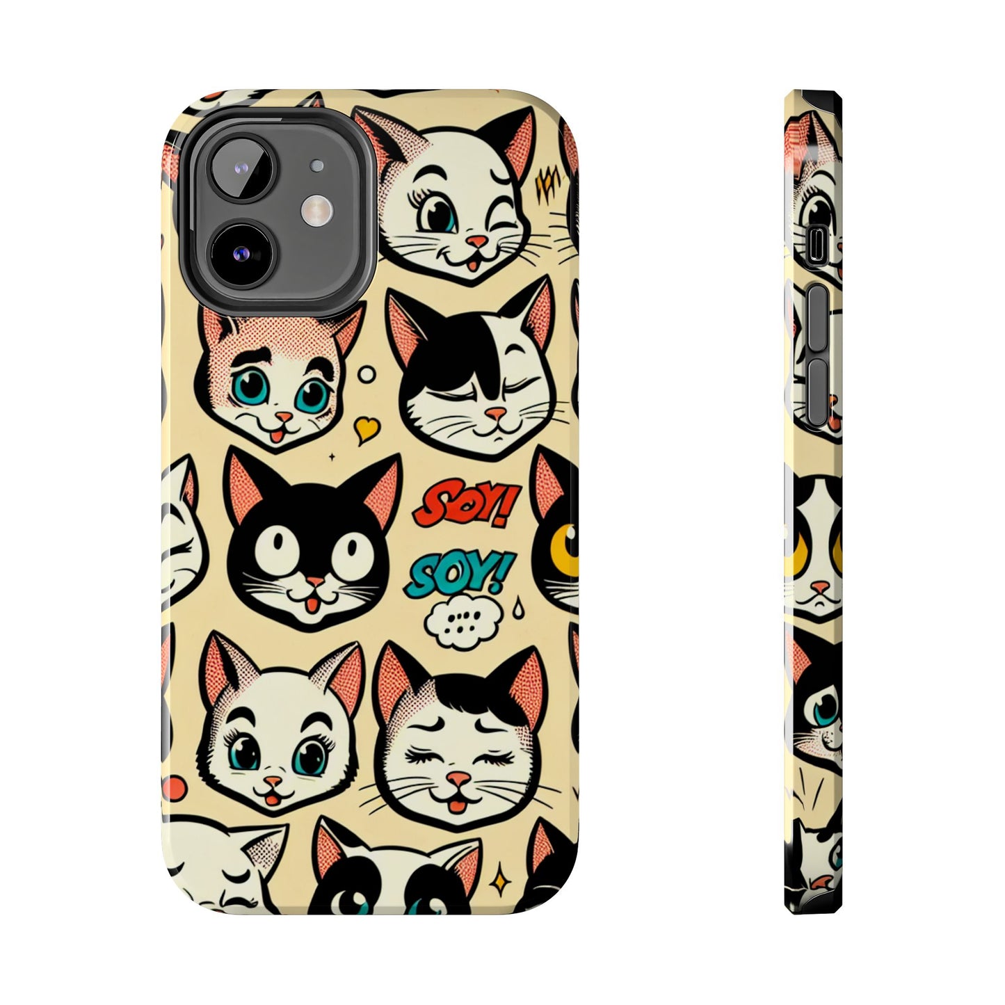 Playful Cat-Themed Tough Phone Case - Pet Pattern - for iPhone
