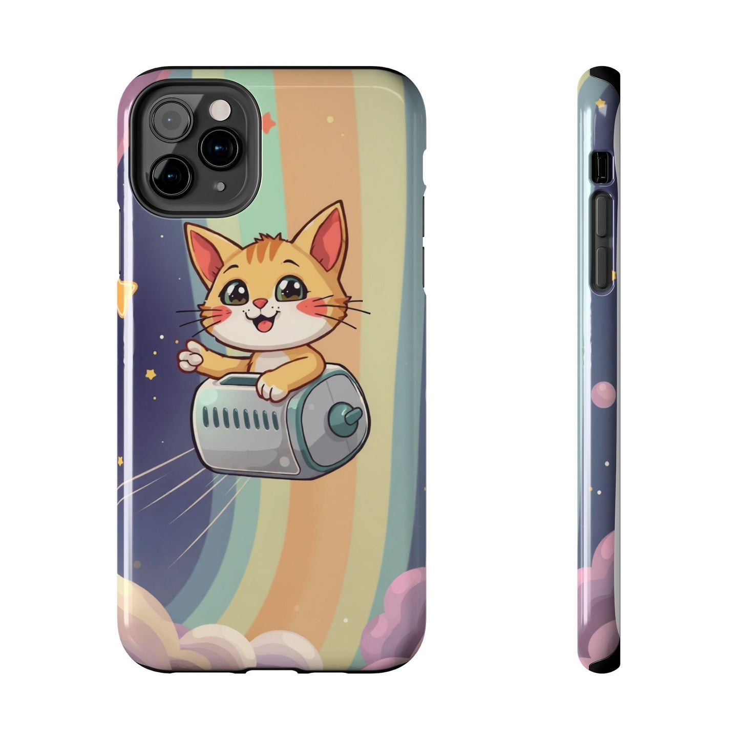 Cute Cat Rocket Phone Case - Vibrant and Playful Tough Case