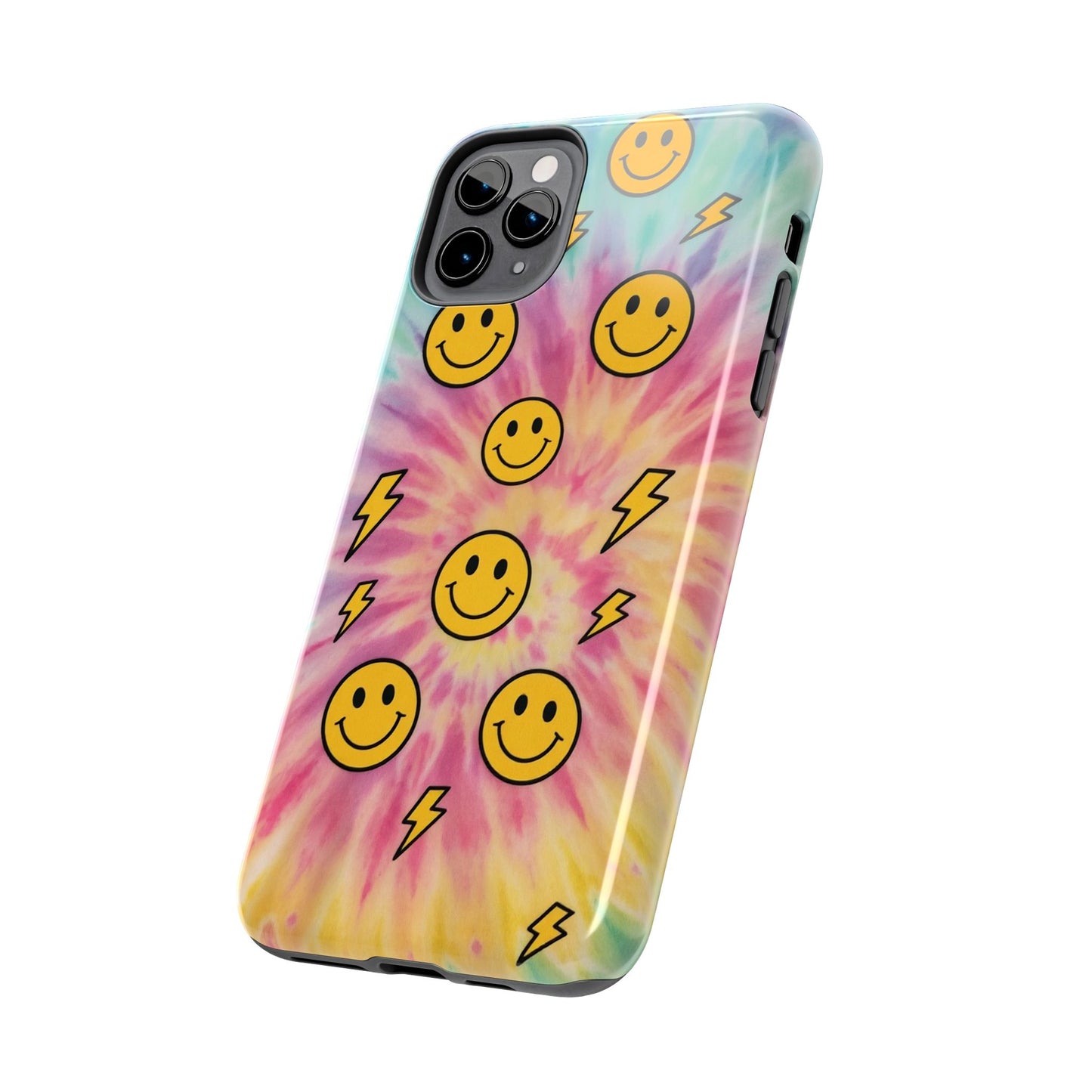 Colorful Smiley Lightning Tough Phone Case - Fun & Durable