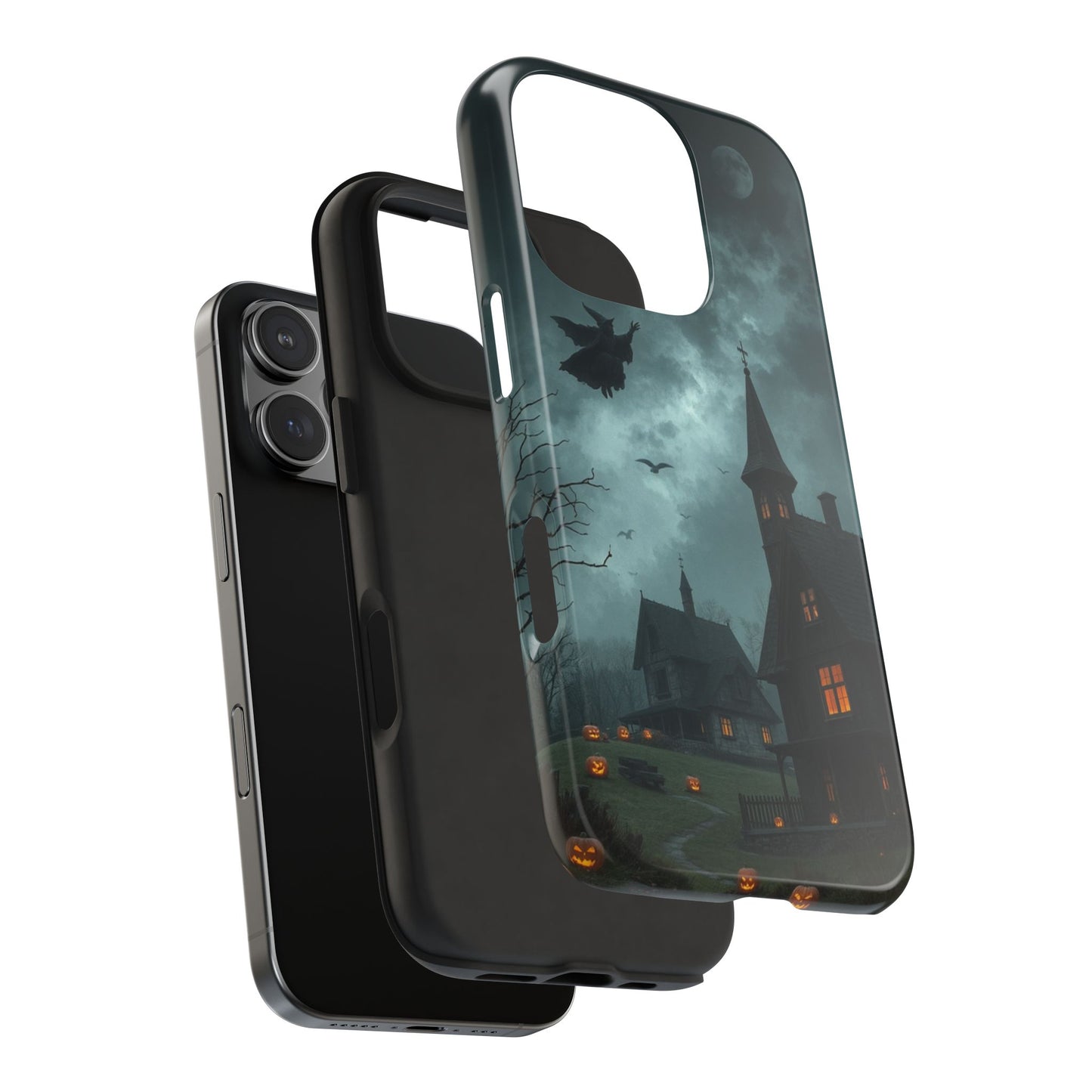 Halloween-Themed Tough Phone Case with Spooky House Design