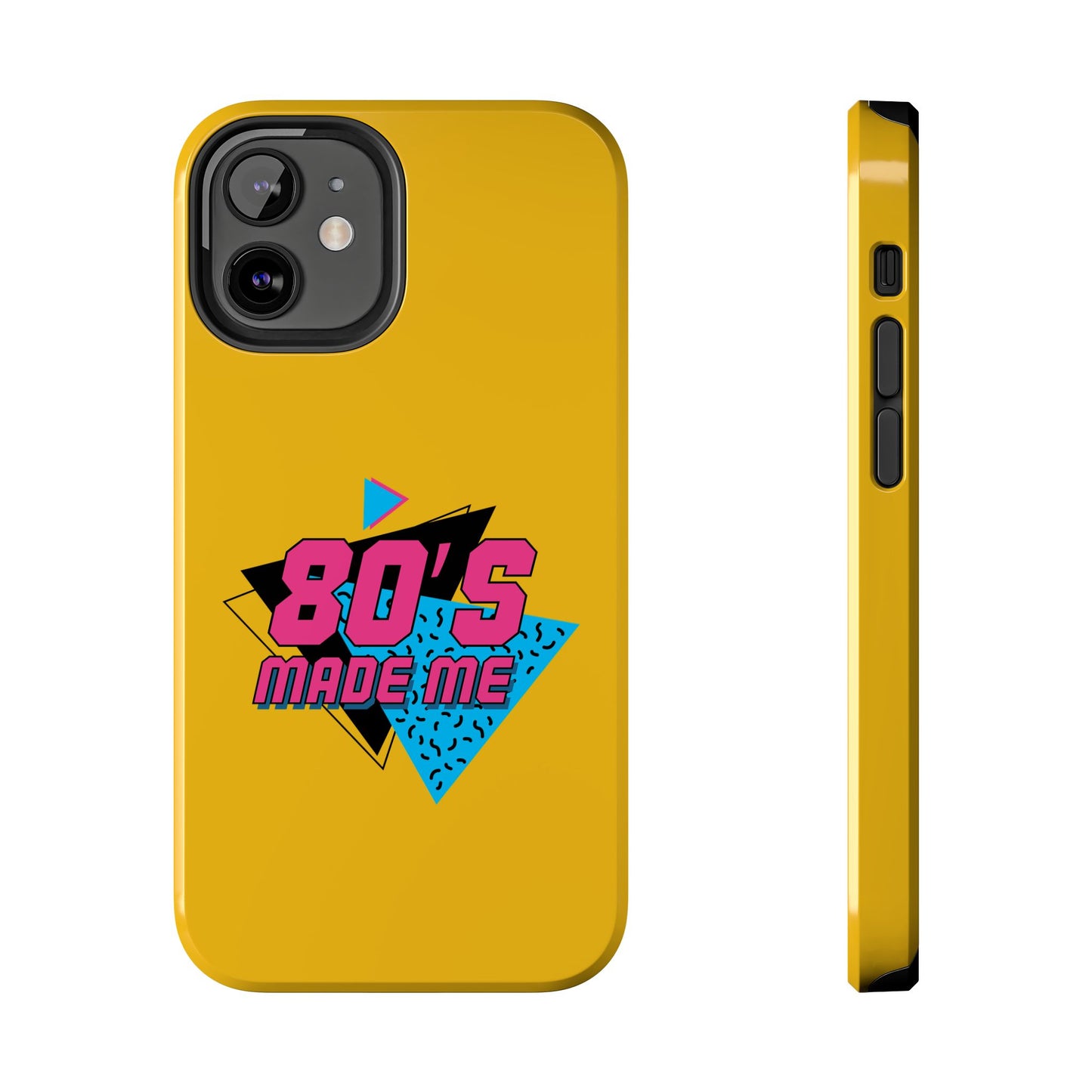 80's Made Me Tough Phone Case - Retro Yellow Silicone Cover - for iPhone