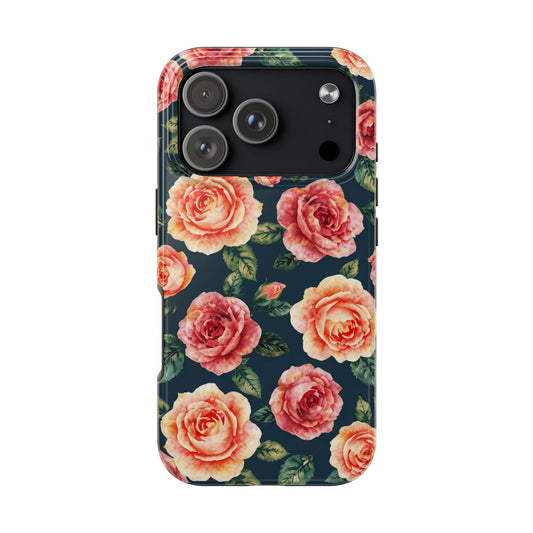 Floral Tough Phone Cases - Durable & Stylish New Age Rose Design - for iPhone