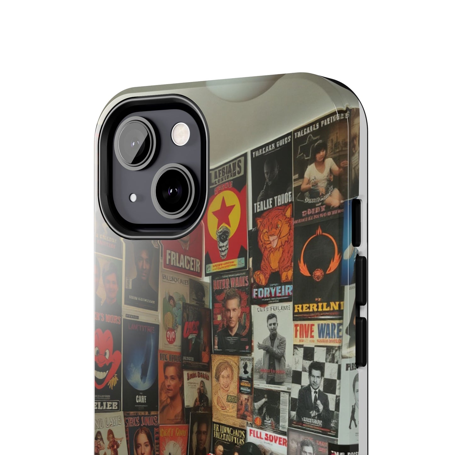 Retro Vibe Tough Phone Case - Vintage Movie Posters & Plush Toys Design