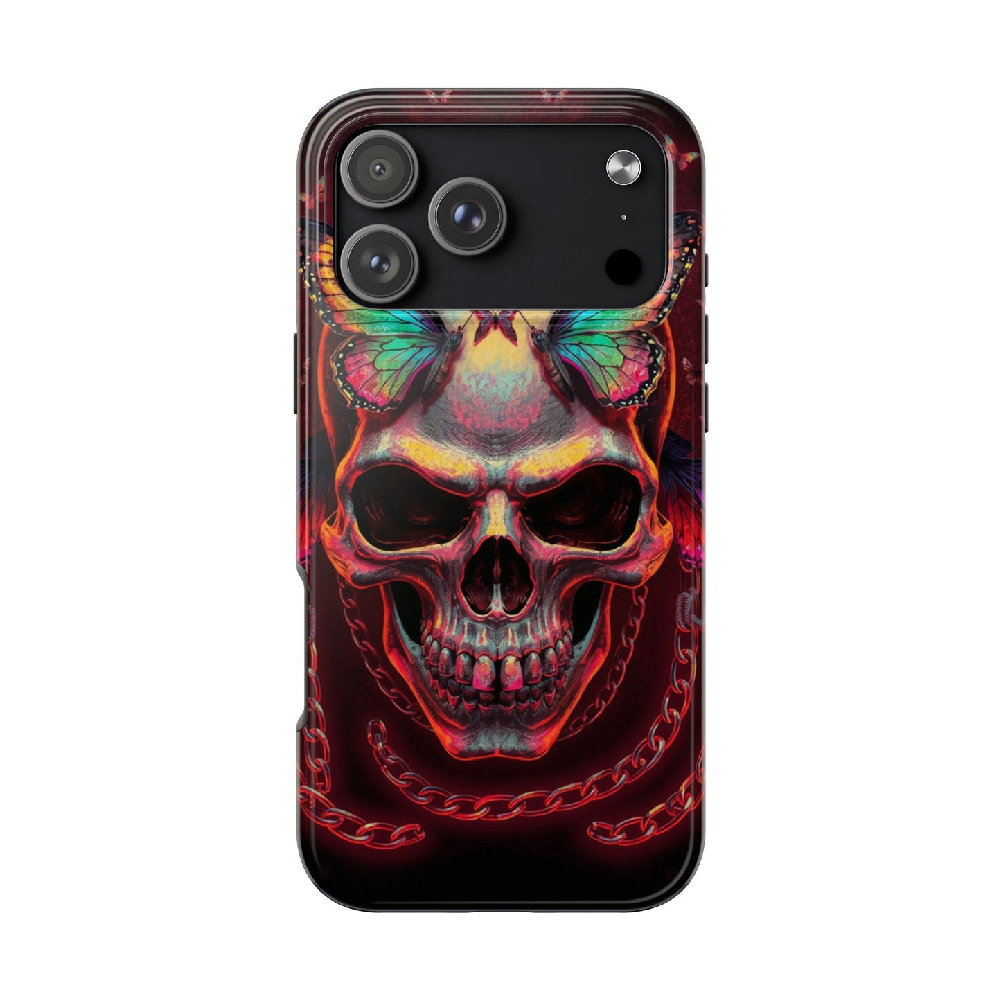 Gothic Skull Phone Case with Butterflies - Durable Tough Phone Case