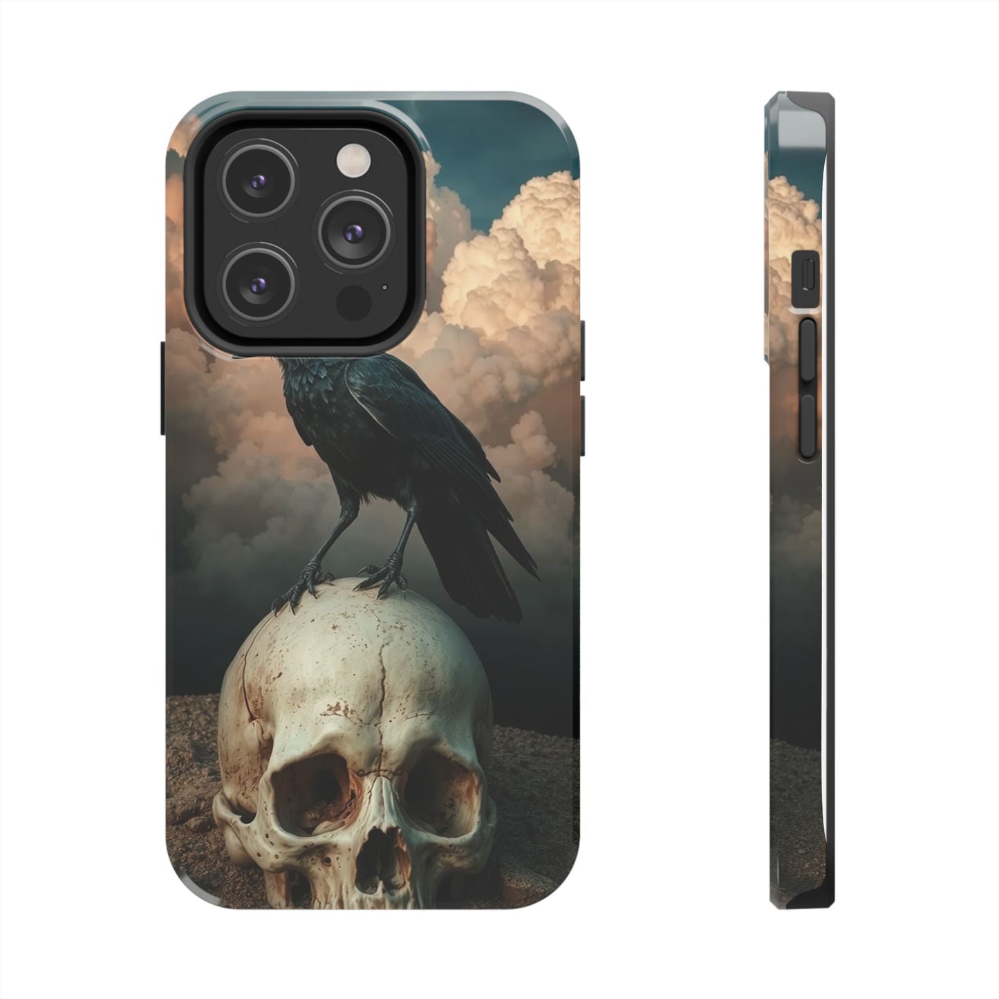 Gothic Raven Skull Tough Phone Case - Unique Protective Cover for Halloween Lovers