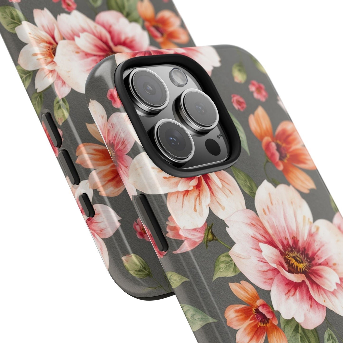 Floral Pink Tough Phone Case - Stylish & Durable Floral Design - for iPhone