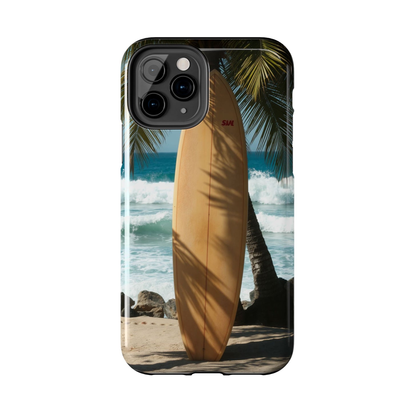 Tough Surfing Phone Case - Beach Vibes with Palm Trees & Surfboard
