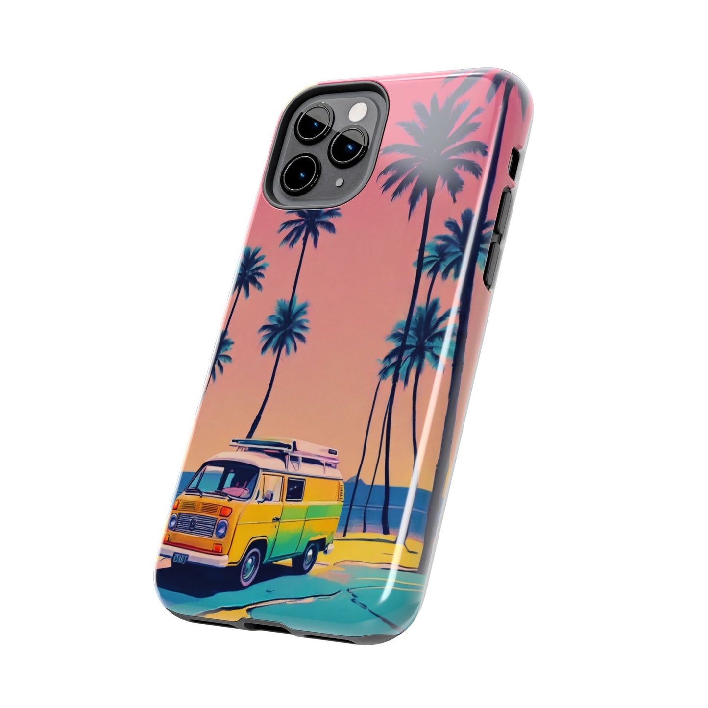 Tropical Beach Vibe Tough Phone Case - Vintage Van Design - for iPhone