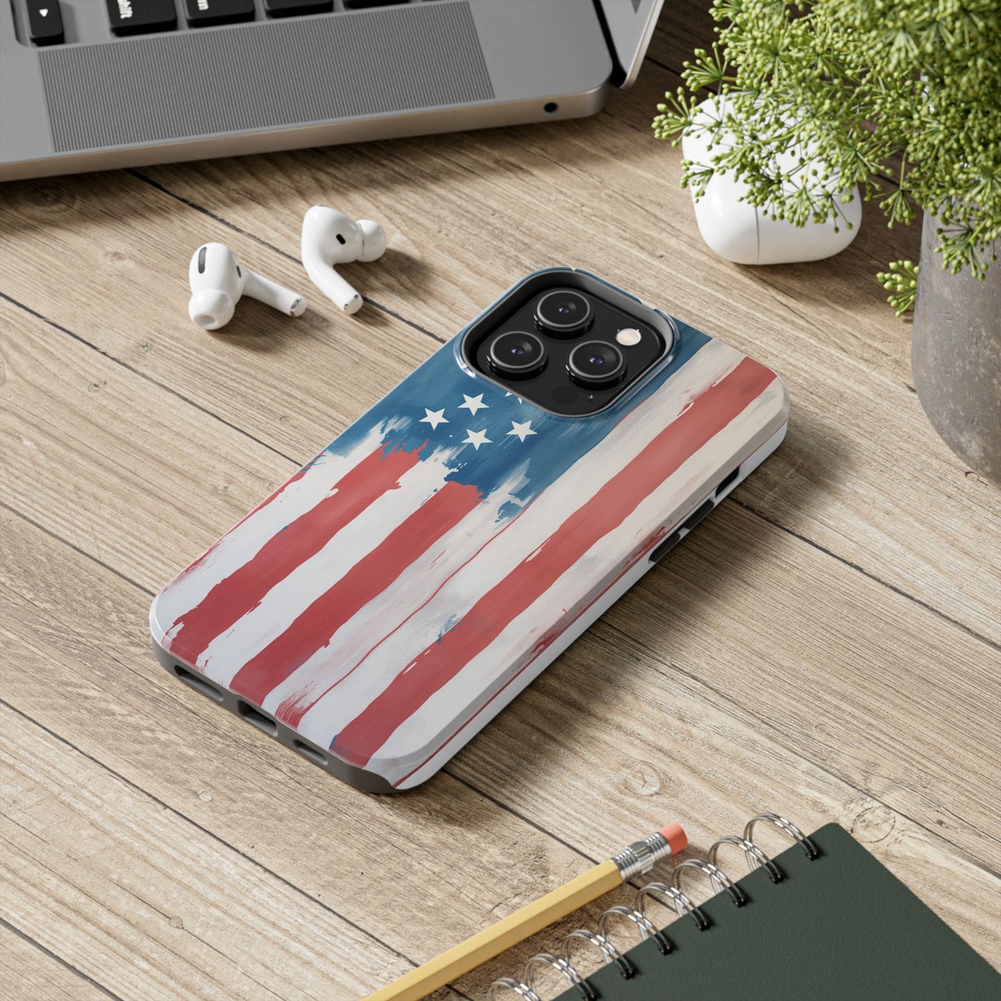 Patriotic Tough Phone Cases - Abstract USA Flag Design for Durable Protection - for iPhone