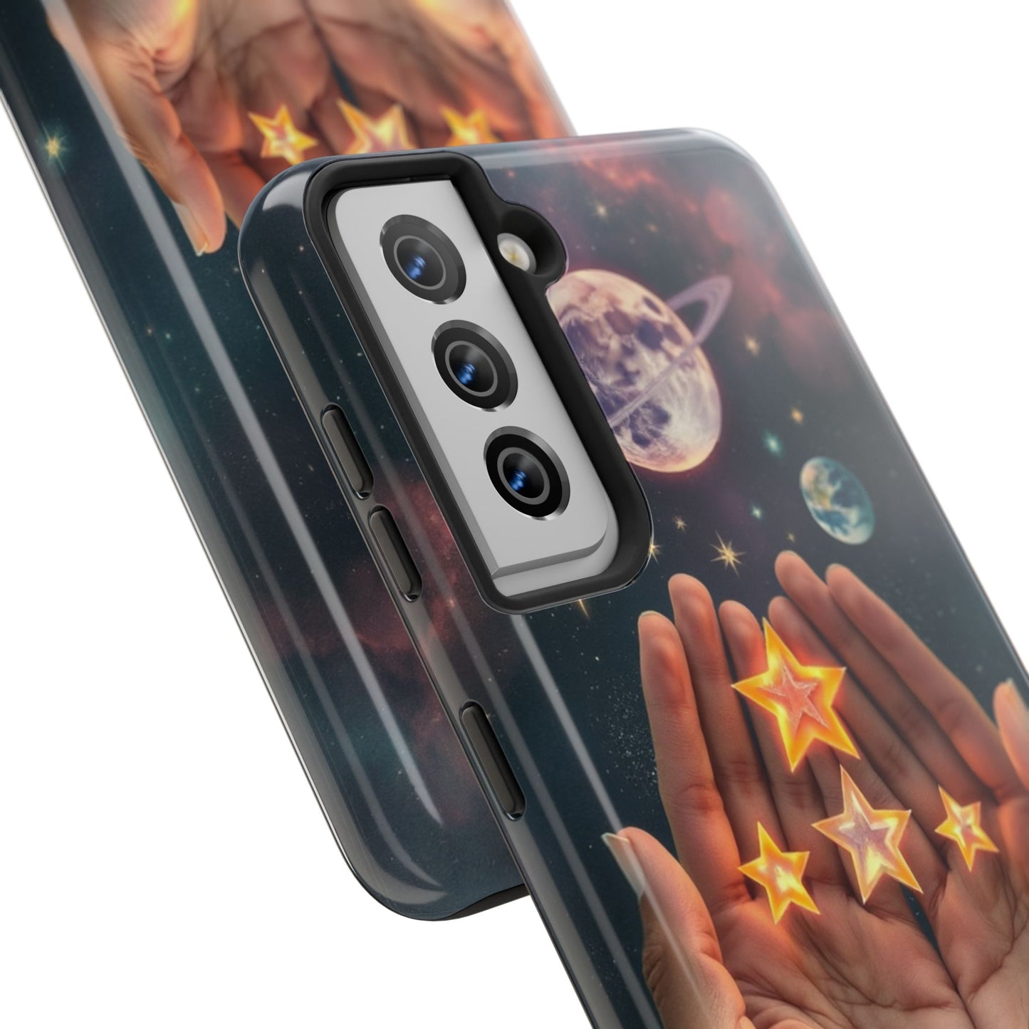 Galaxy Hands Tough Phone Case - Celestial Design for Star Lovers