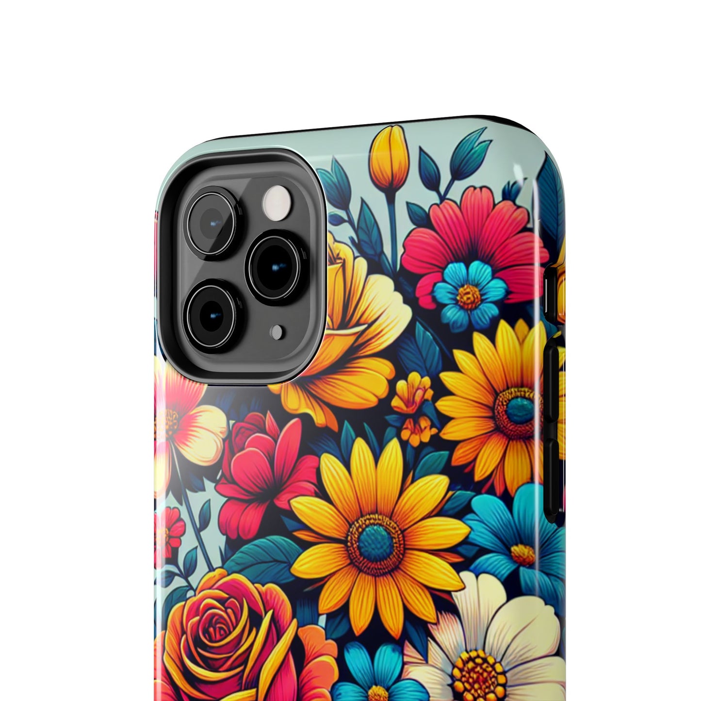 Vibrant Floral Tough Phone Case - Colorful Flower Design - for iPhone