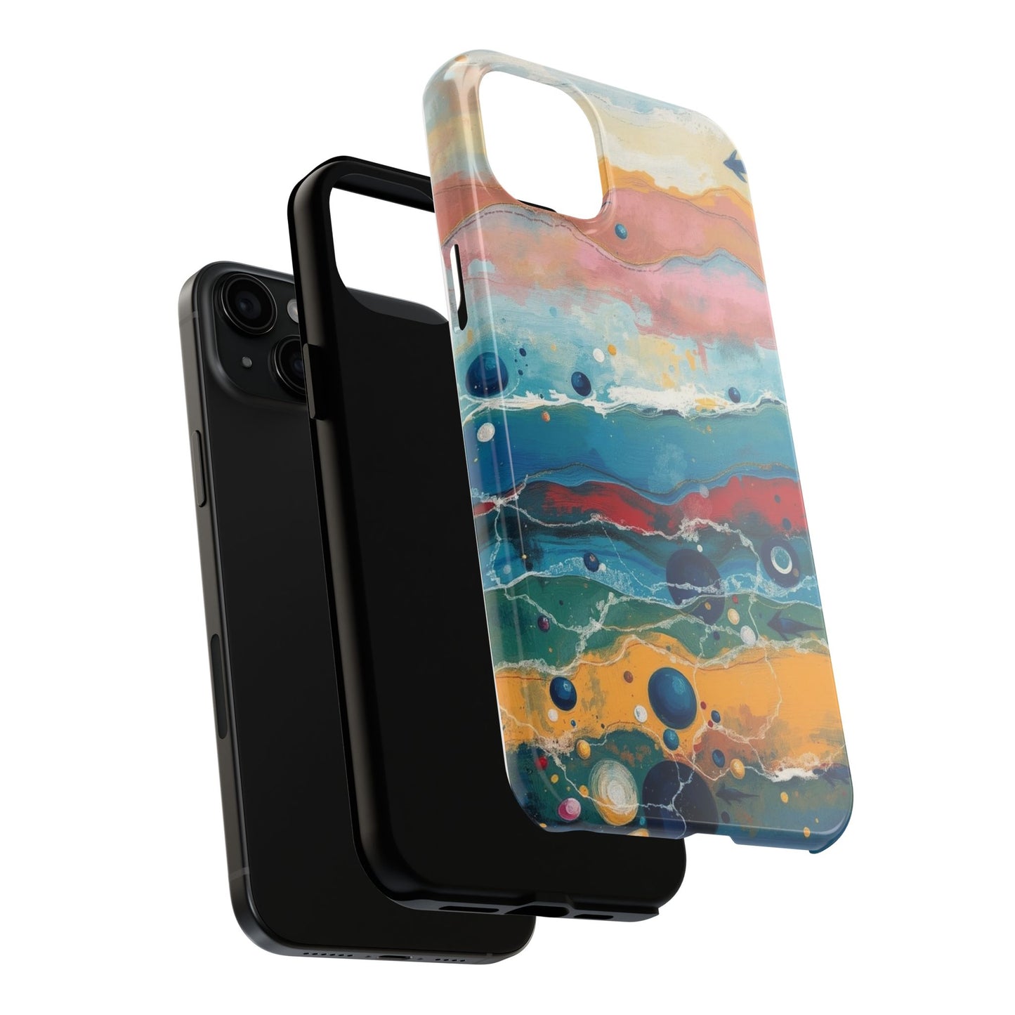 Artistic Tough Phone Case - Vibrant Waves Design for Unique Style