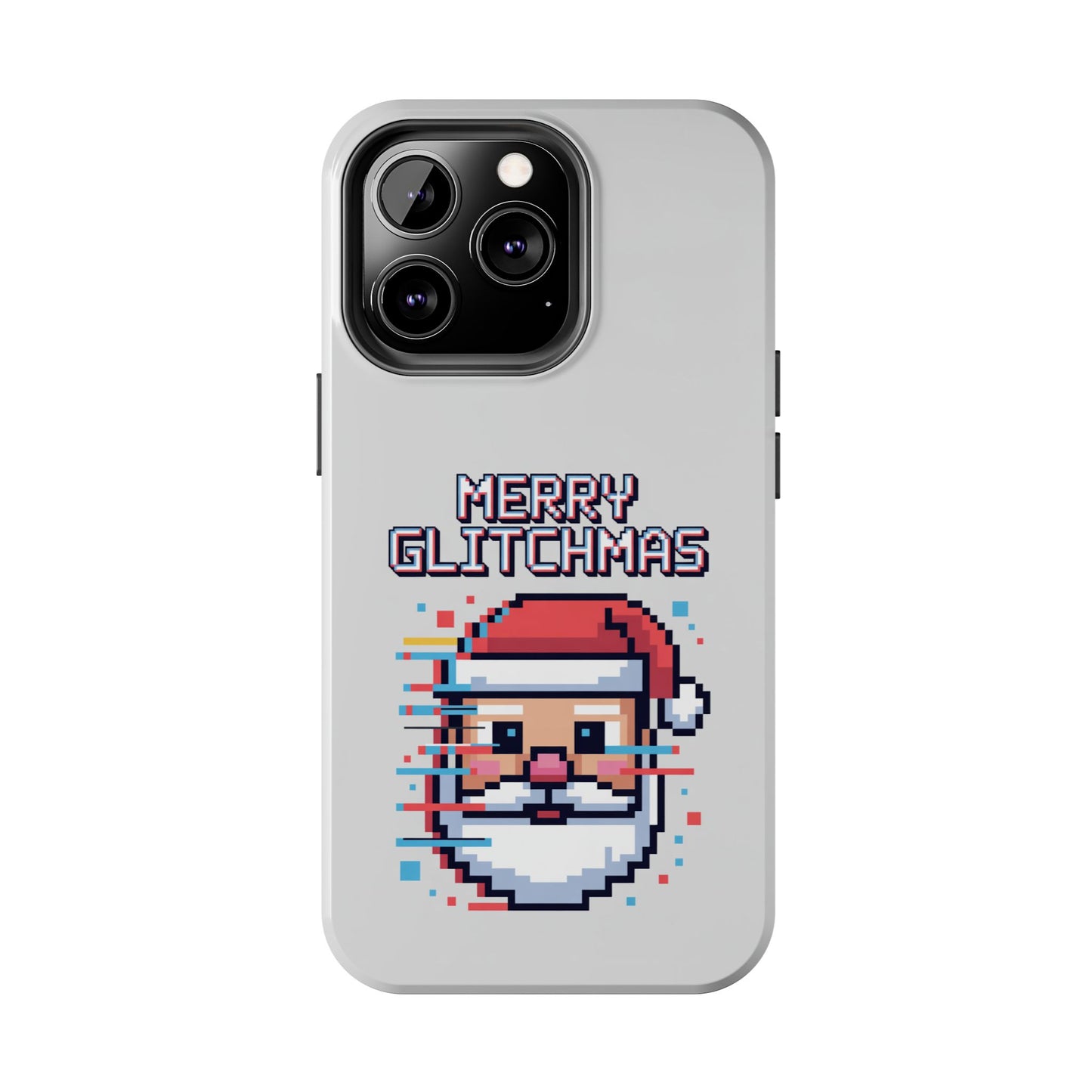 Merry Glitchmas Phone Case - Christmas Pixel Art Design for iPhone