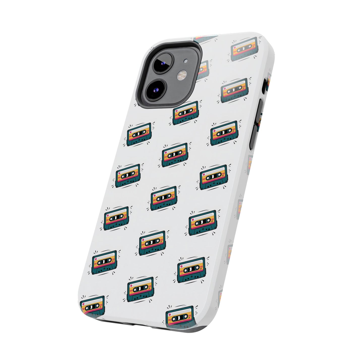 Retro Cassette Tape Phone Case Pattern - White