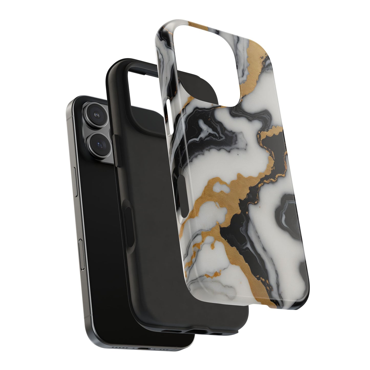 Elegant Gold Marble Tough Phone Case - Stylish Protection for Your iPhone