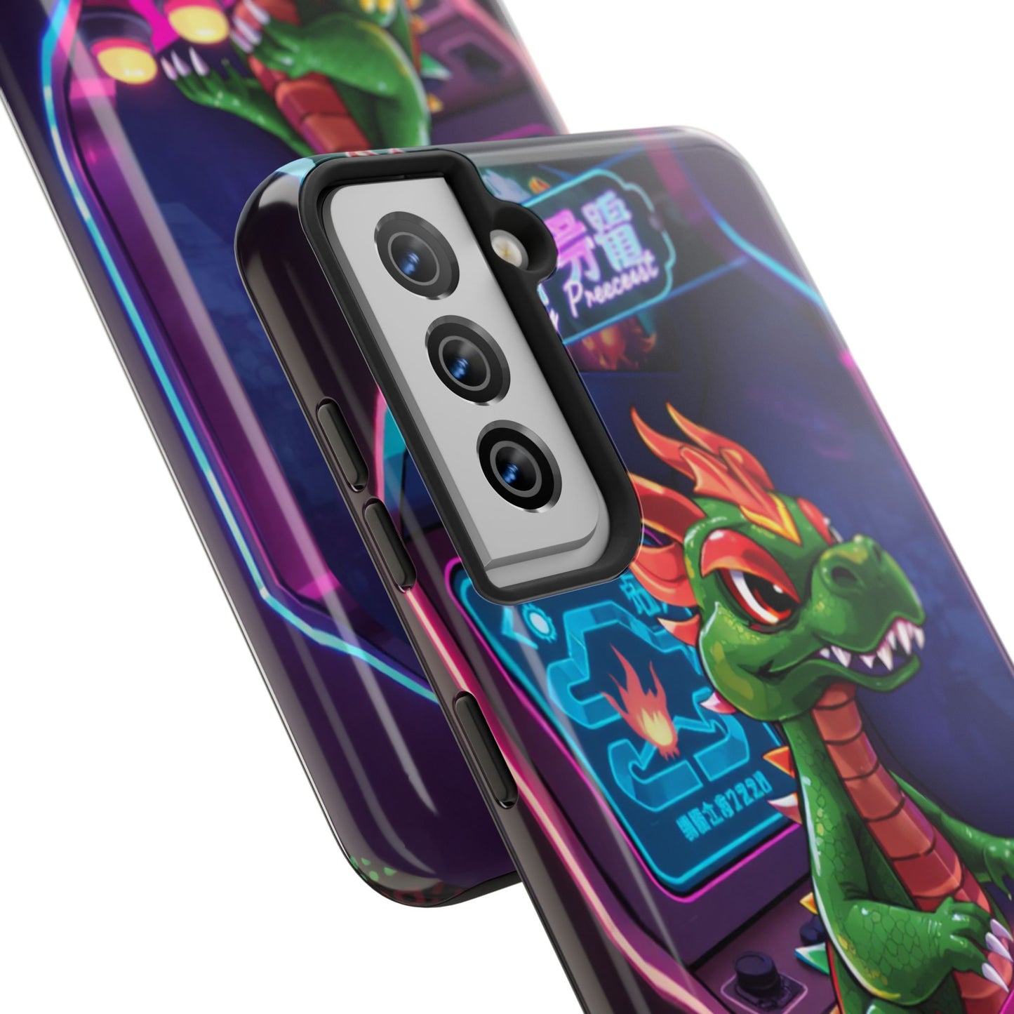 Retro Gamer Tough Phone Case with Dragon Design