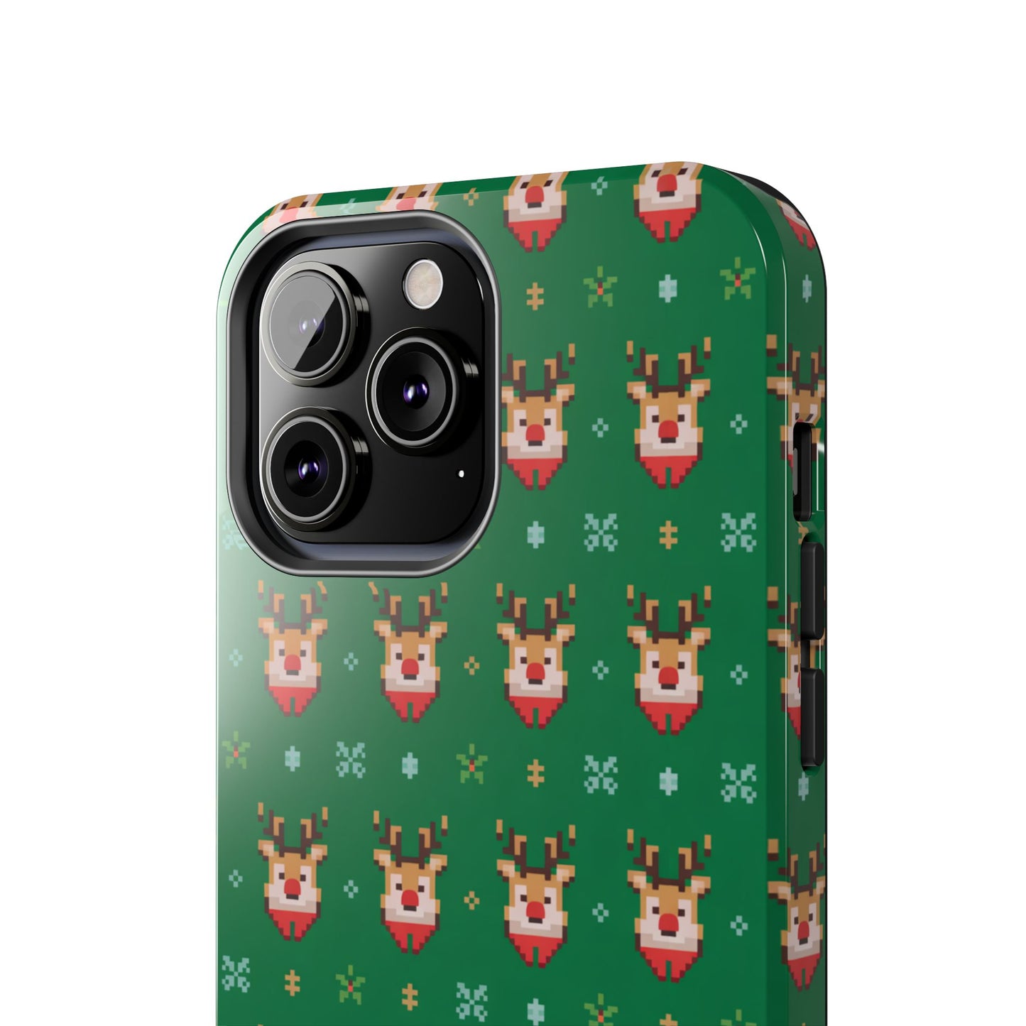 Pixel Art Christmas Rudolf Pattern Phone Case Green