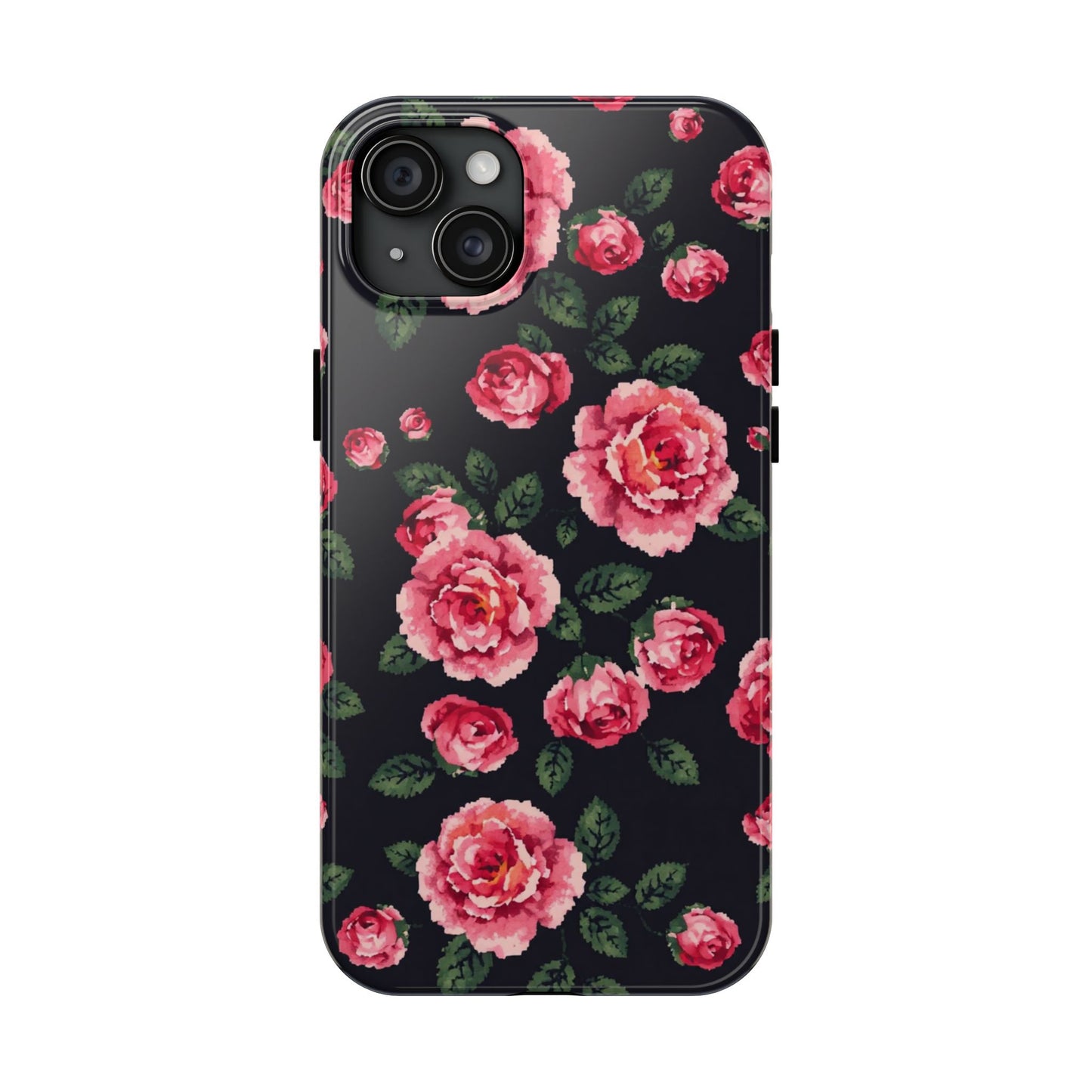 Pixelated Floral Tough Phone Case - Elegant Rose Design for Protection & Style - for iPhone