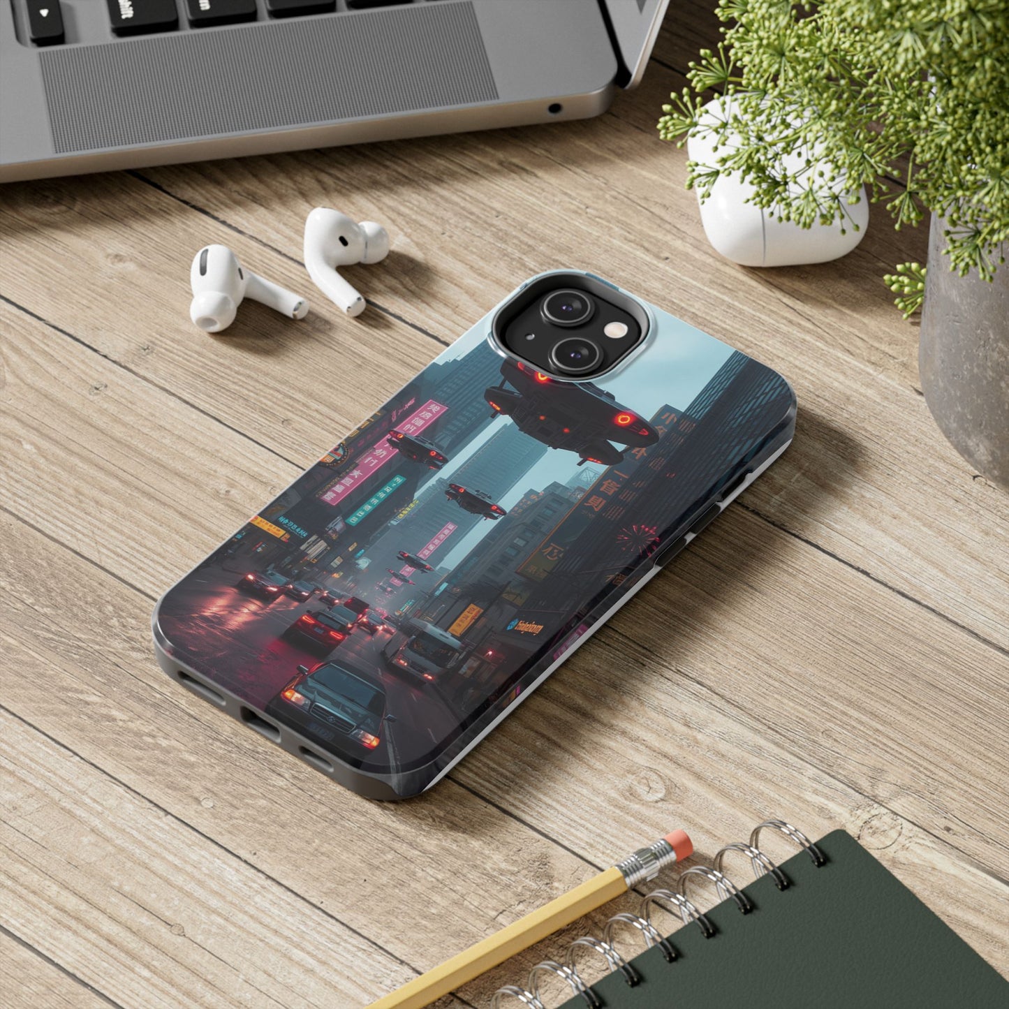 Futuristic City Tough Phone Case - Sci-Fi Design for Urban Explorers